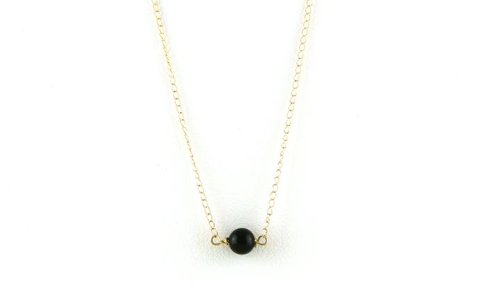 content/products/Delicate Floating Round Onyx Bead Necklace in Yellow Gold