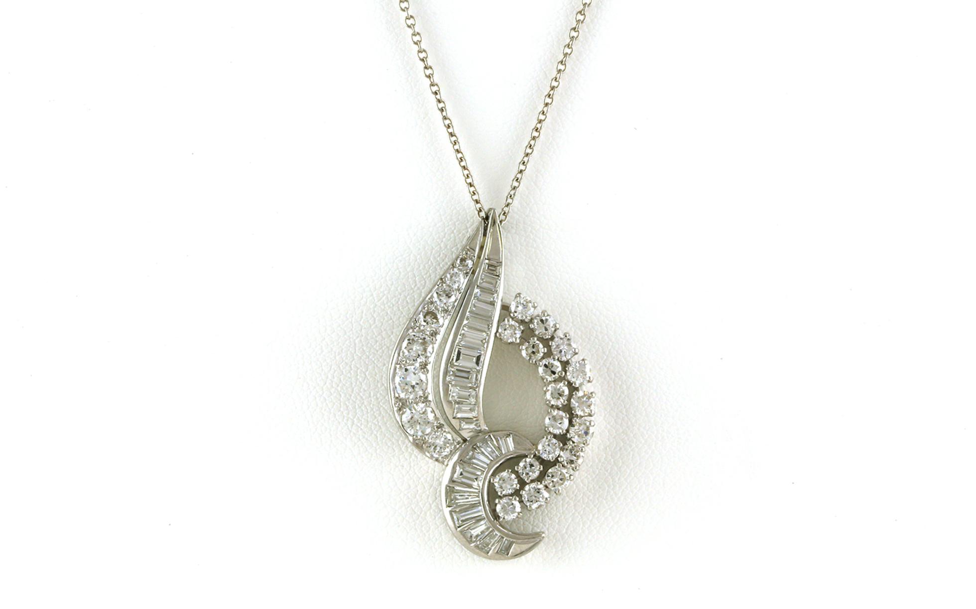 Estate Piece: Swoop Channel and Prong-set Cluster-style Diamond Necklace in Platinum (1.00cts TWT)