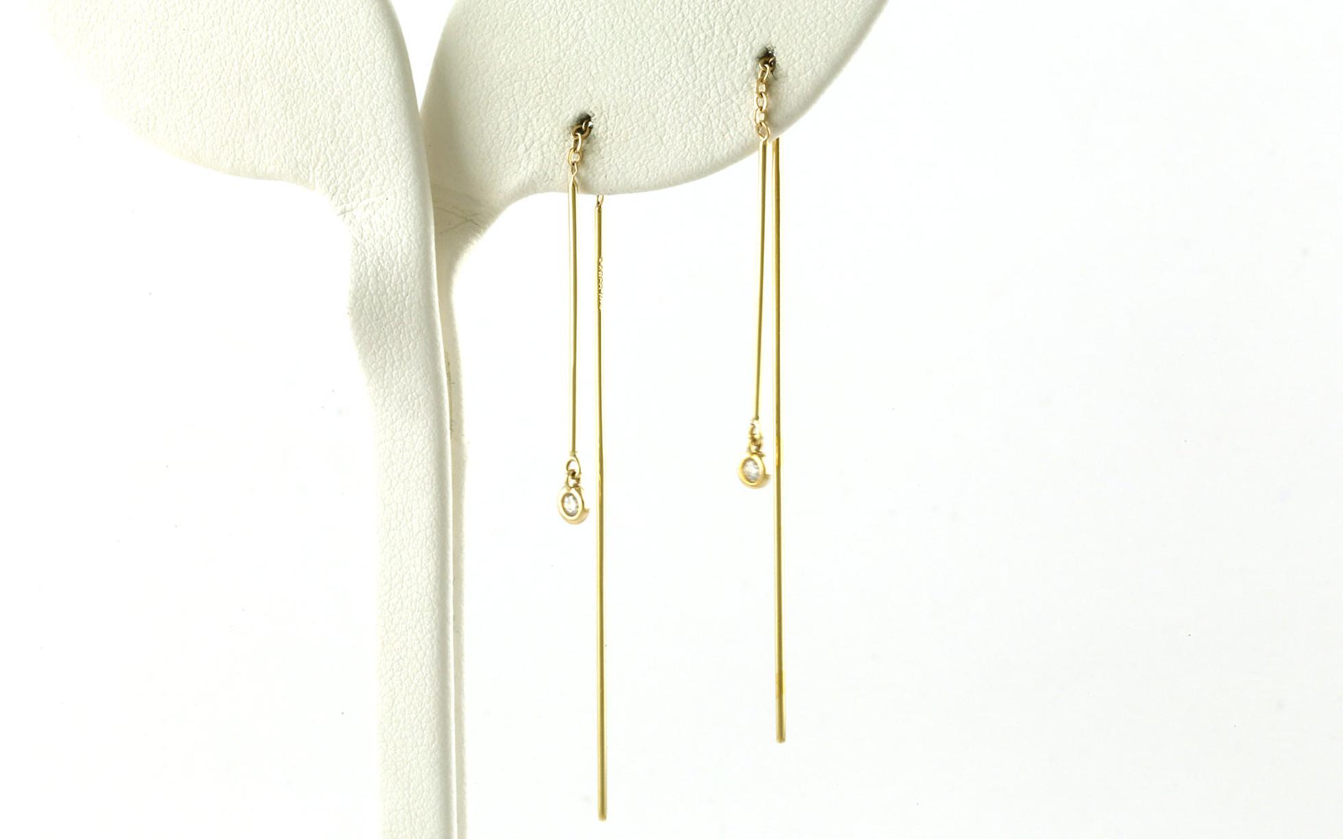 Bezel-set Diamond Threader-style Dangle Earrings in Yellow Gold (0.06cts TWT)