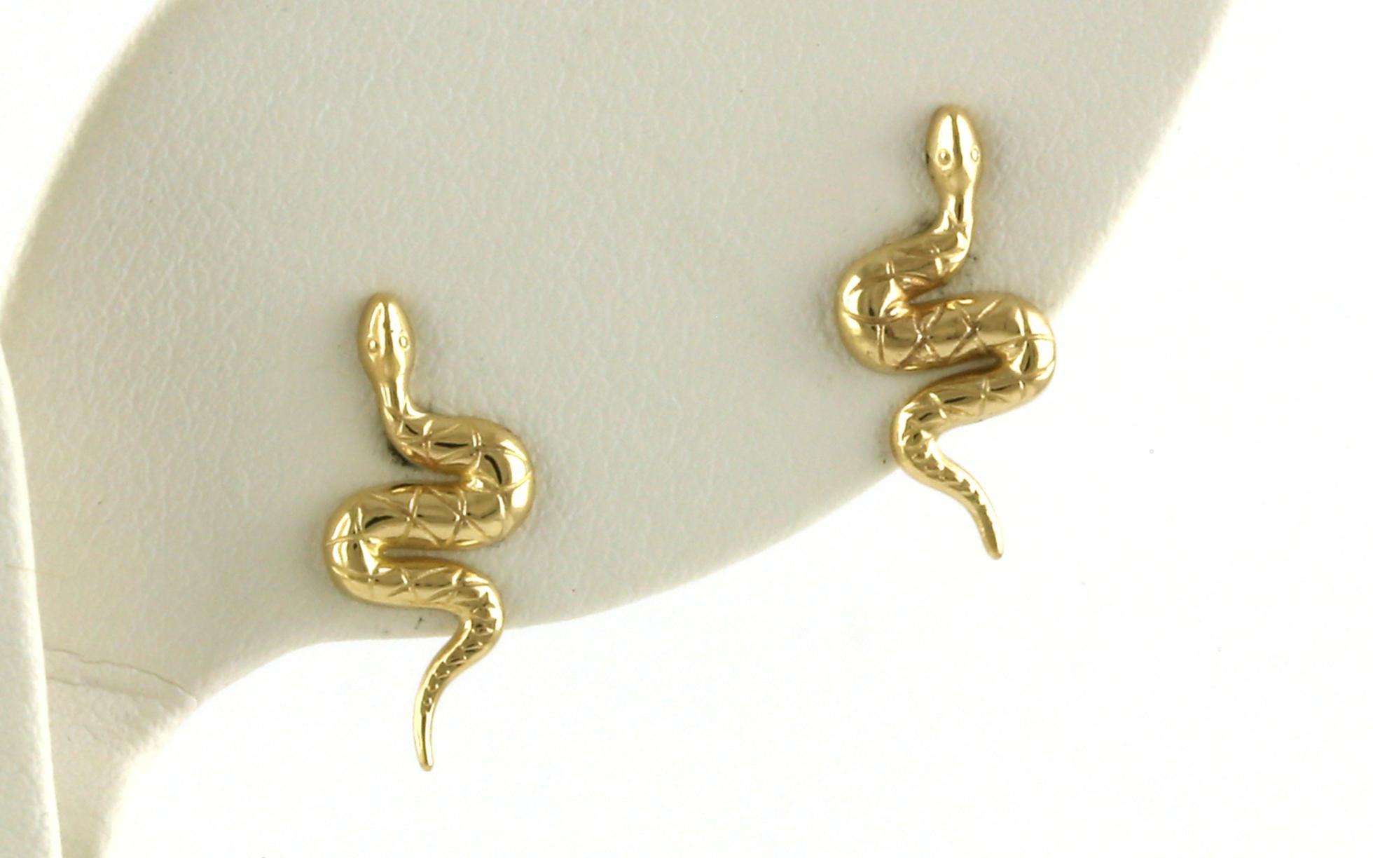 Petite Snake Stud Earrings in Yellow Gold