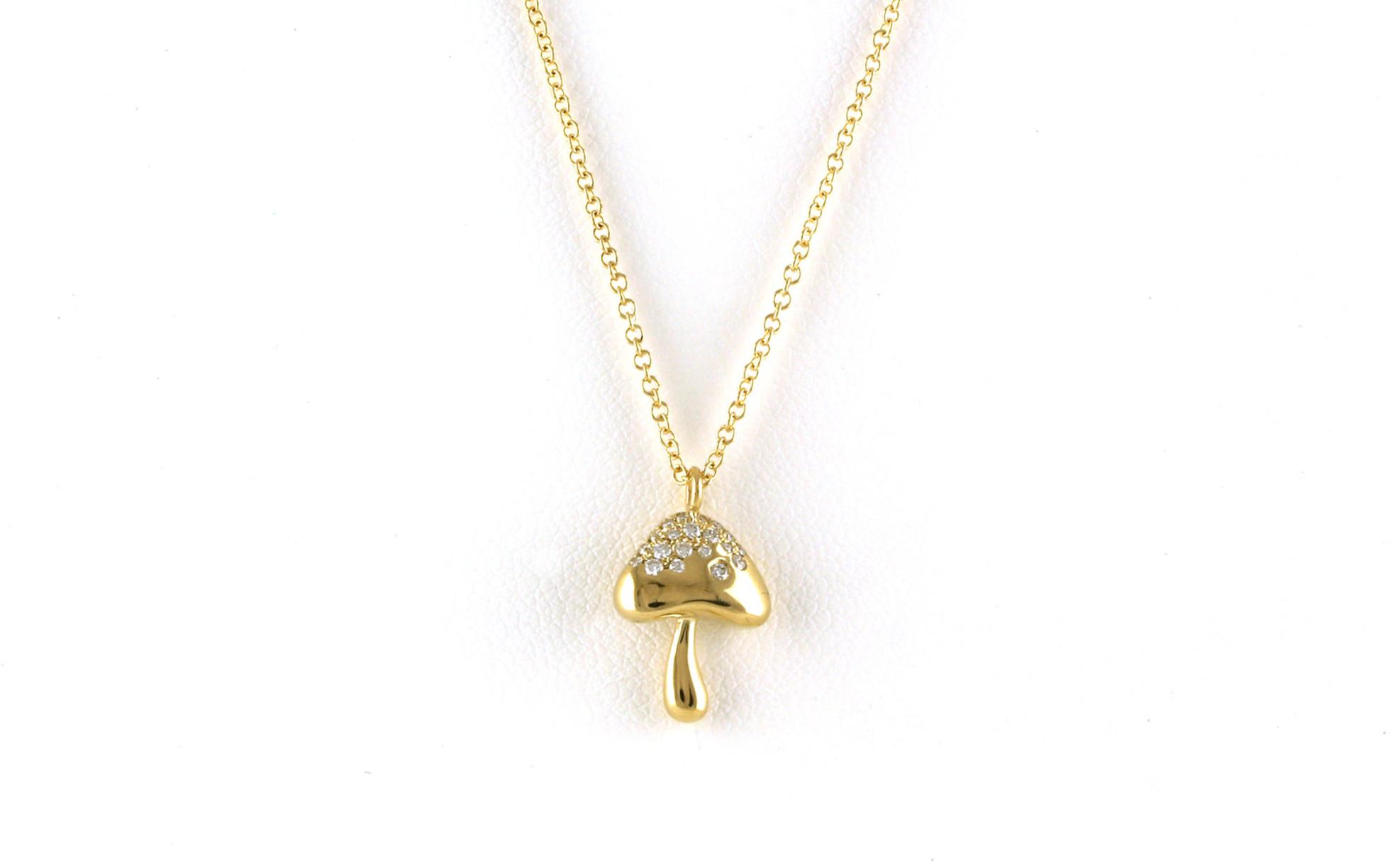 Diamond Mushroom Necklace in Yellow Gold (0.09cts TWT)