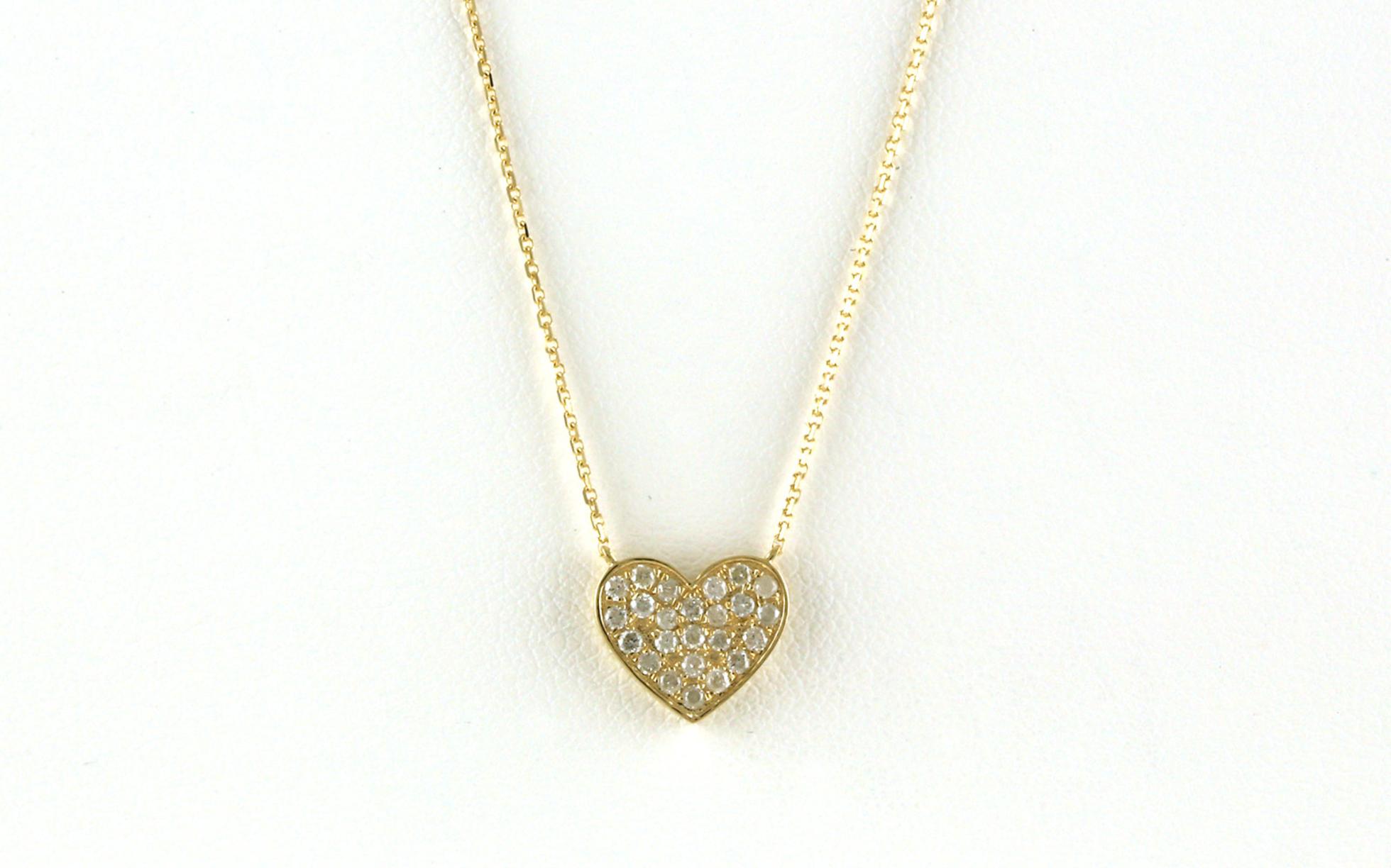 Heart Pave Diamond Necklace in Yellow Gold (0.25cts TWT)