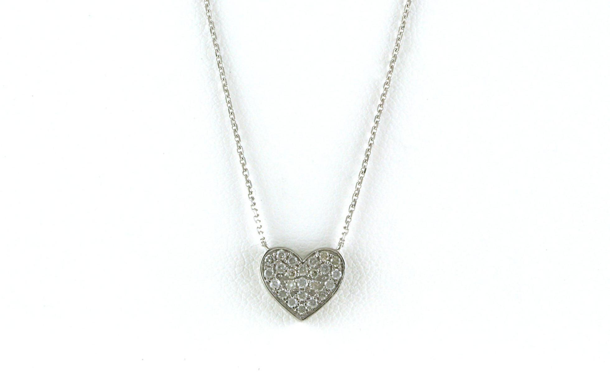 Heart Pave Diamond Necklace in White Gold (0.25cts TWT)