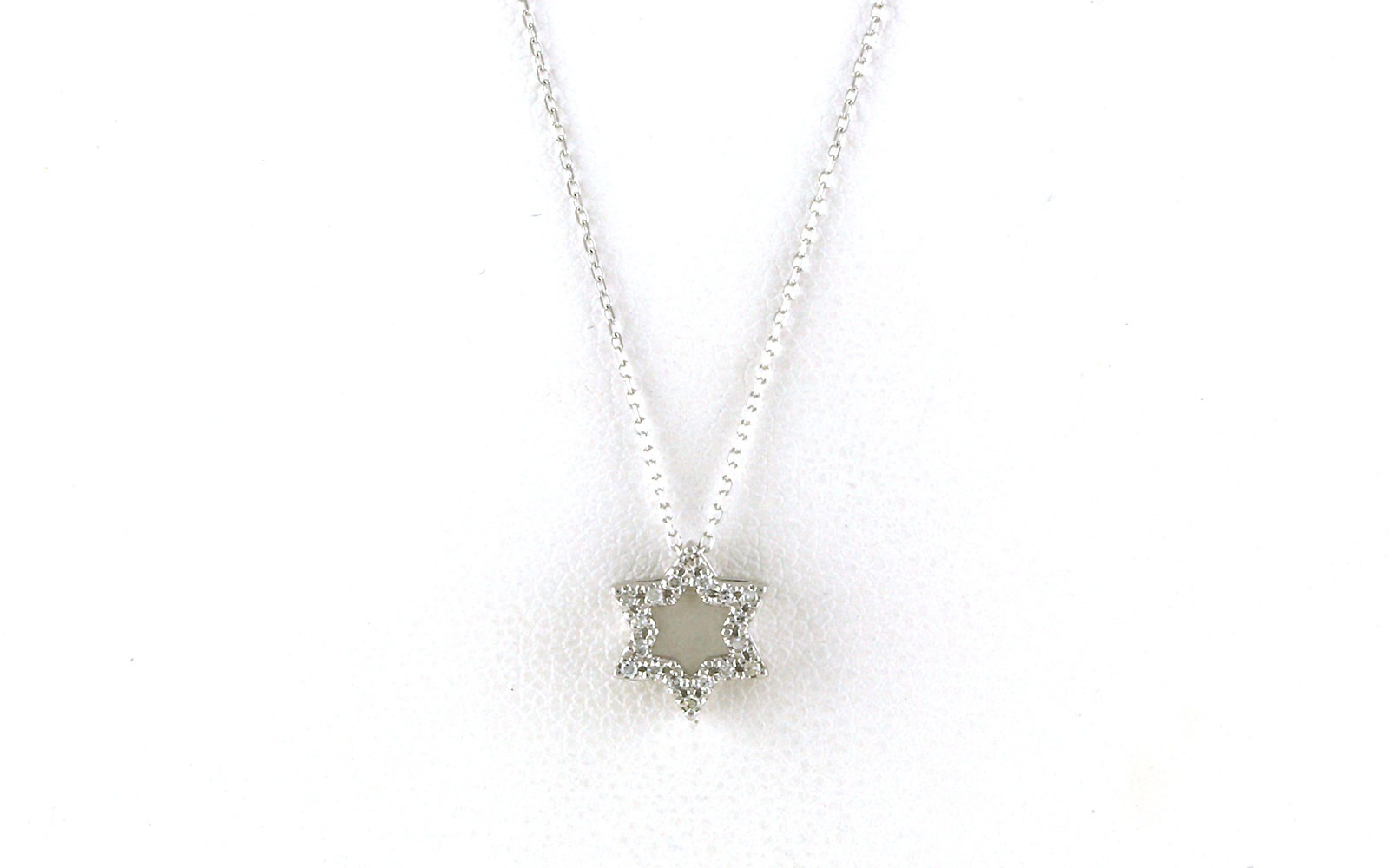 Star of David Diamond Necklace in White Gold (0.06cts TWT)