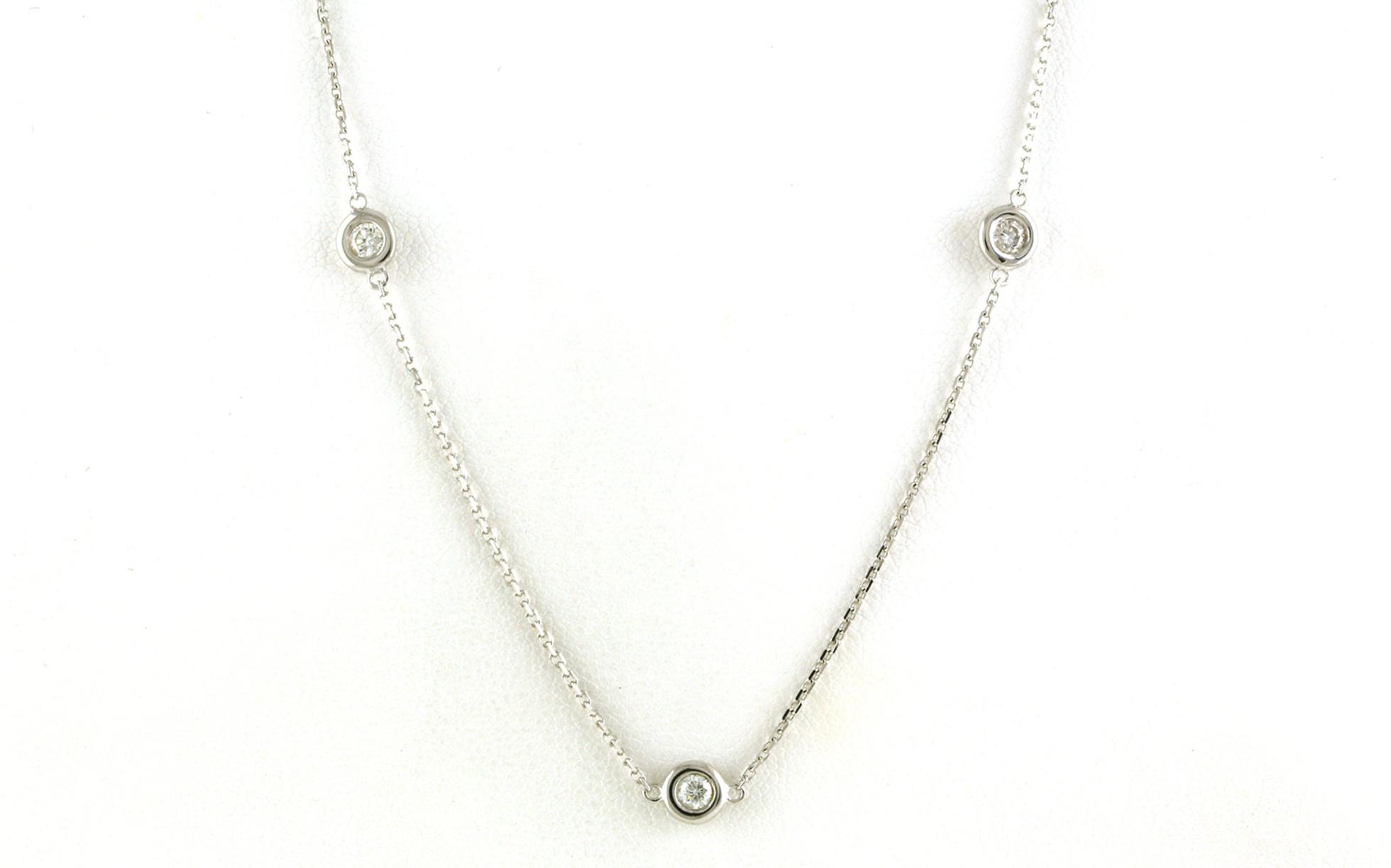By-the-Yard Bezel-set Diamond Station Necklace in White Gold (0.50cts TWT)