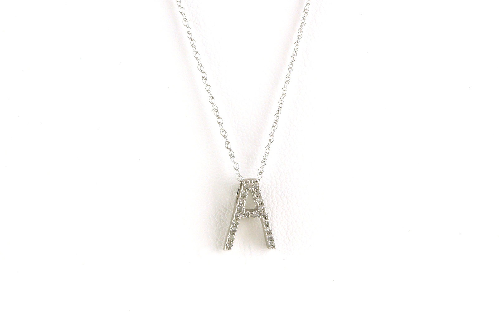 "A" Initial Diamond Necklace in White Gold (0.08cts TWT)