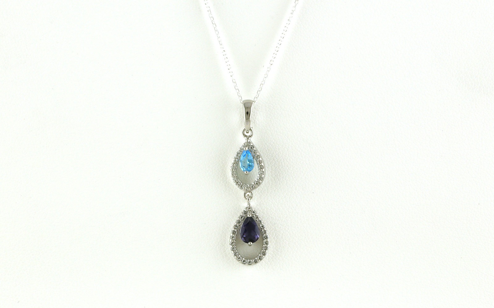 Double Drop Iolite and Blue Topaz Necklace in Sterling Silver (0.67cts TWT)