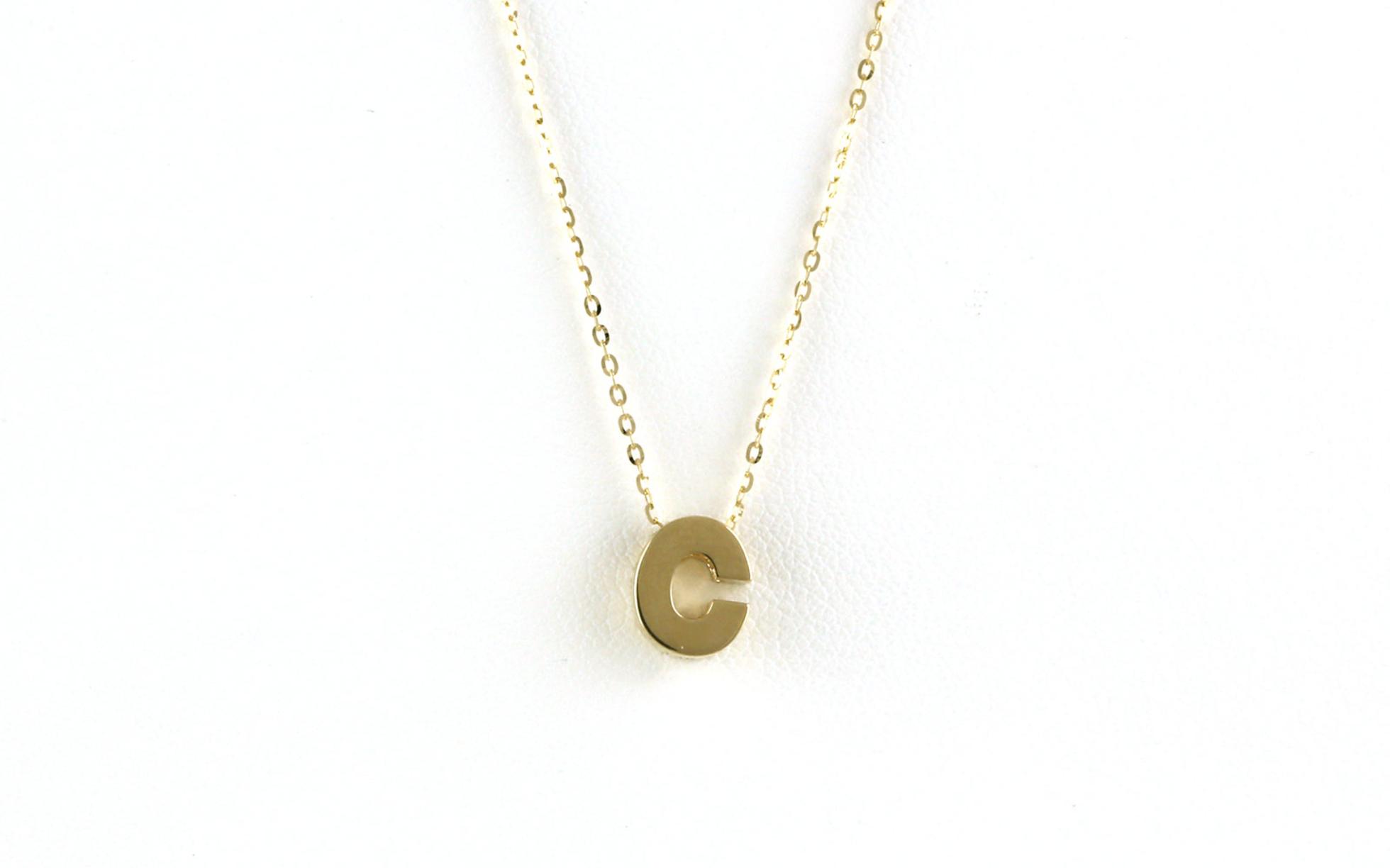 Hollow "C" Initial Necklace in Yellow Gold