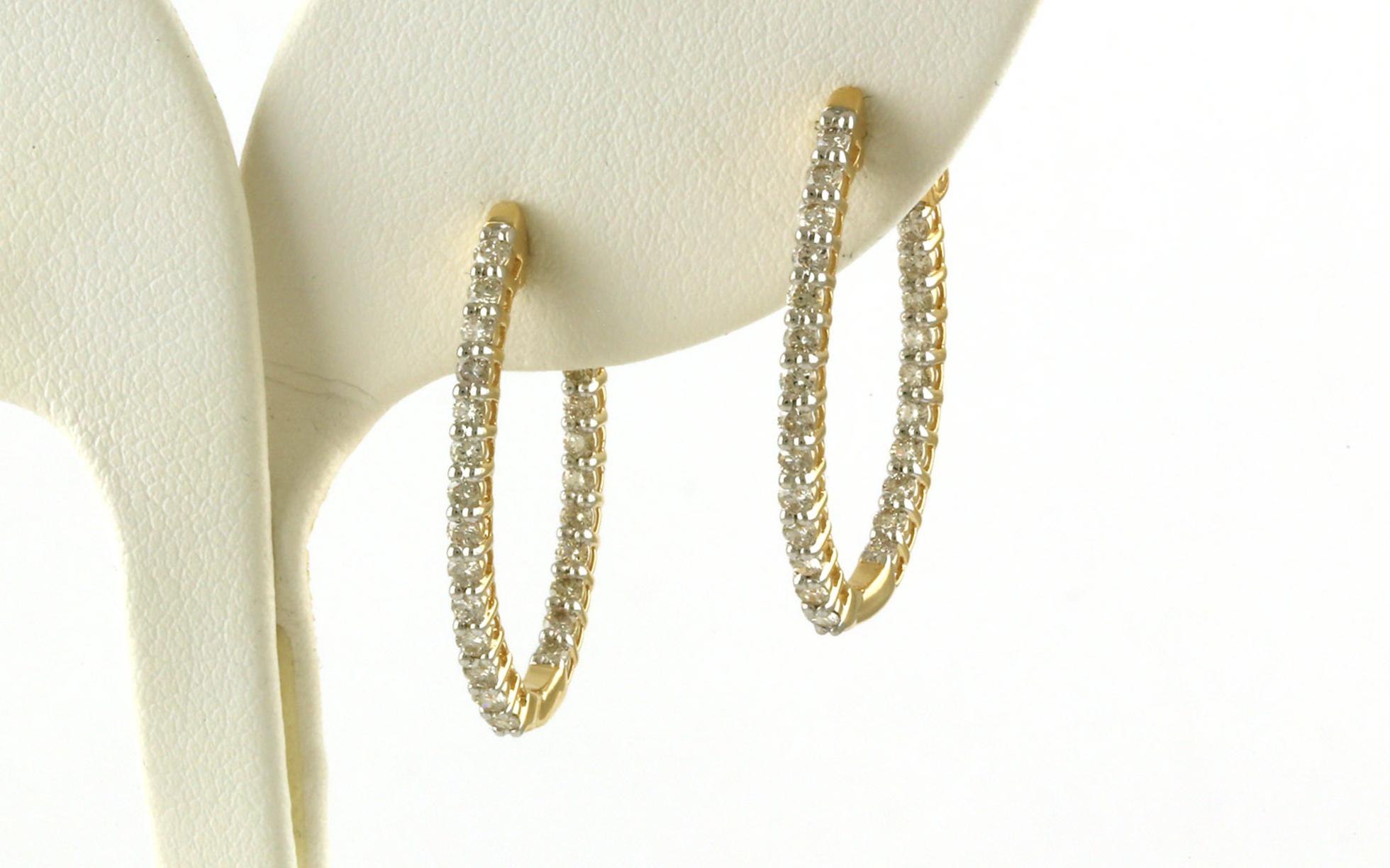 Oval Inside-Outside Diamond Hoops in Yellow Gold (1.00cts TWT)