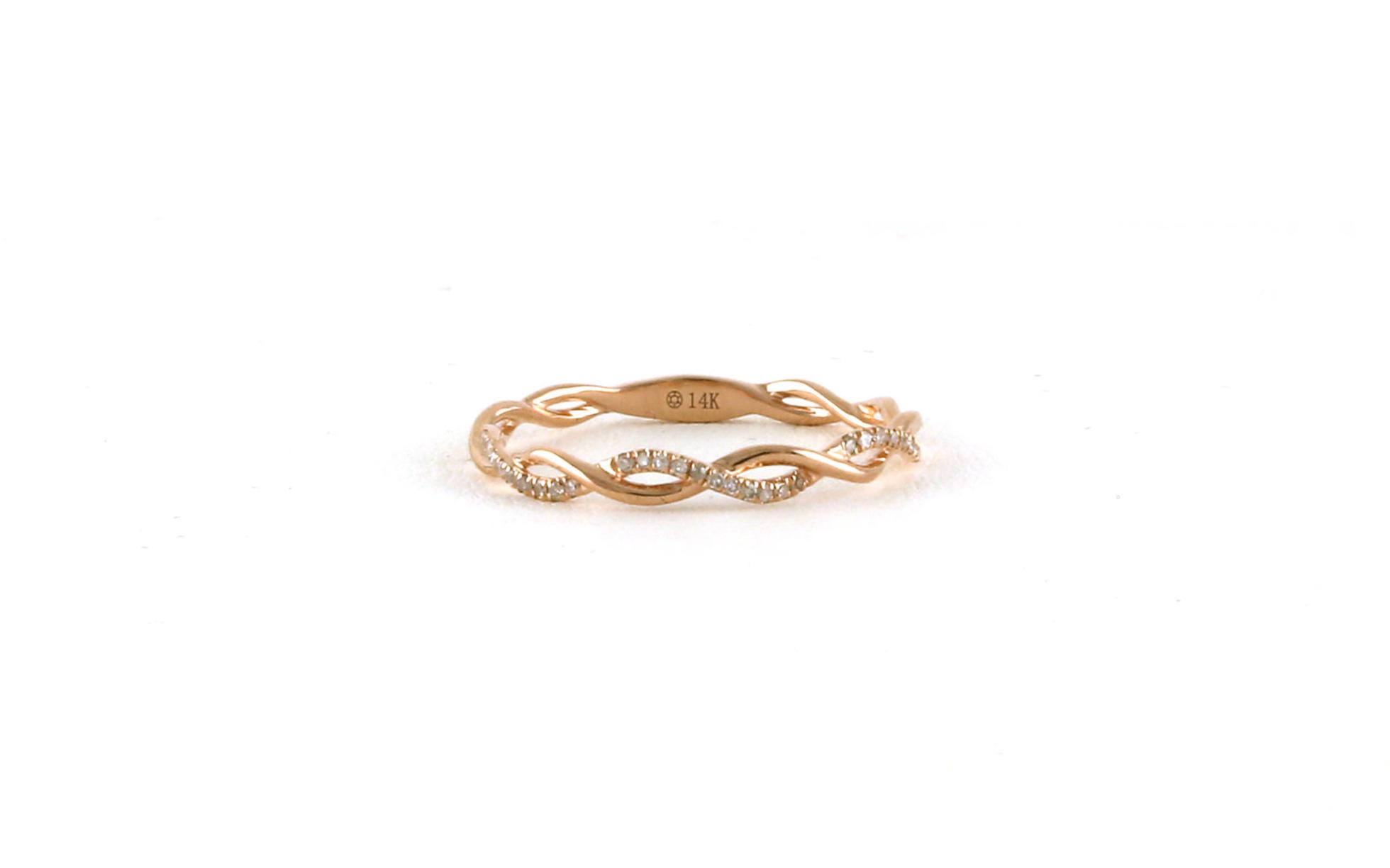 Twisted Pave Band with Diamonds in Rose Gold (0.07cts TWT)