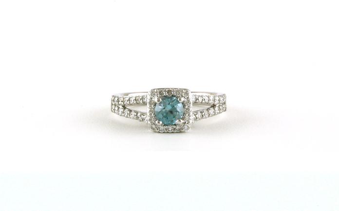 content/products/Estate Piece: Cushion-Halo Split-Shank Blue Zircon and Diamond Ring in White Gold (1.02cts TWT)