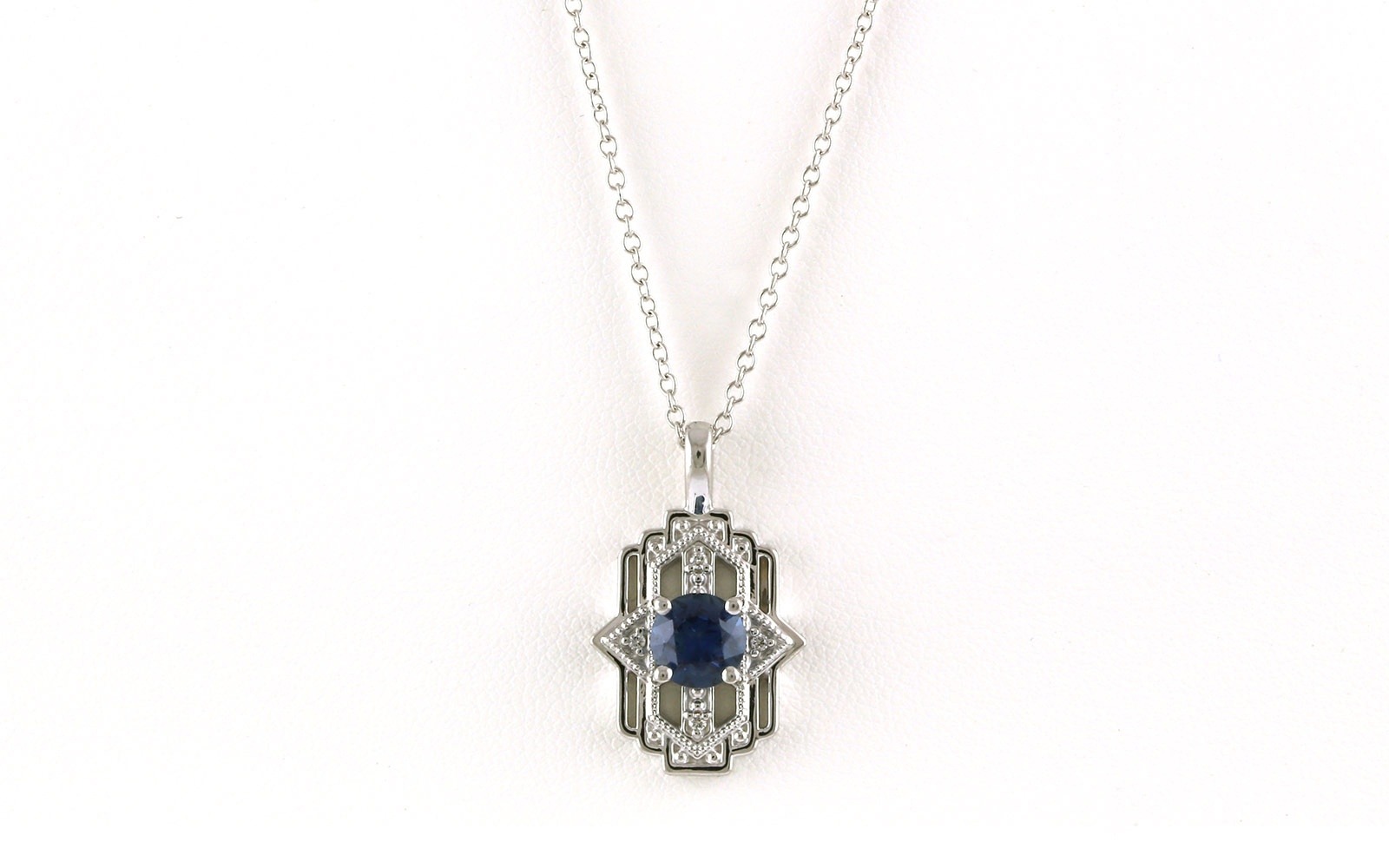 Art-Deco-style Montana Sapphire and Diamond Necklace in White Gold (1.26cts TWT)