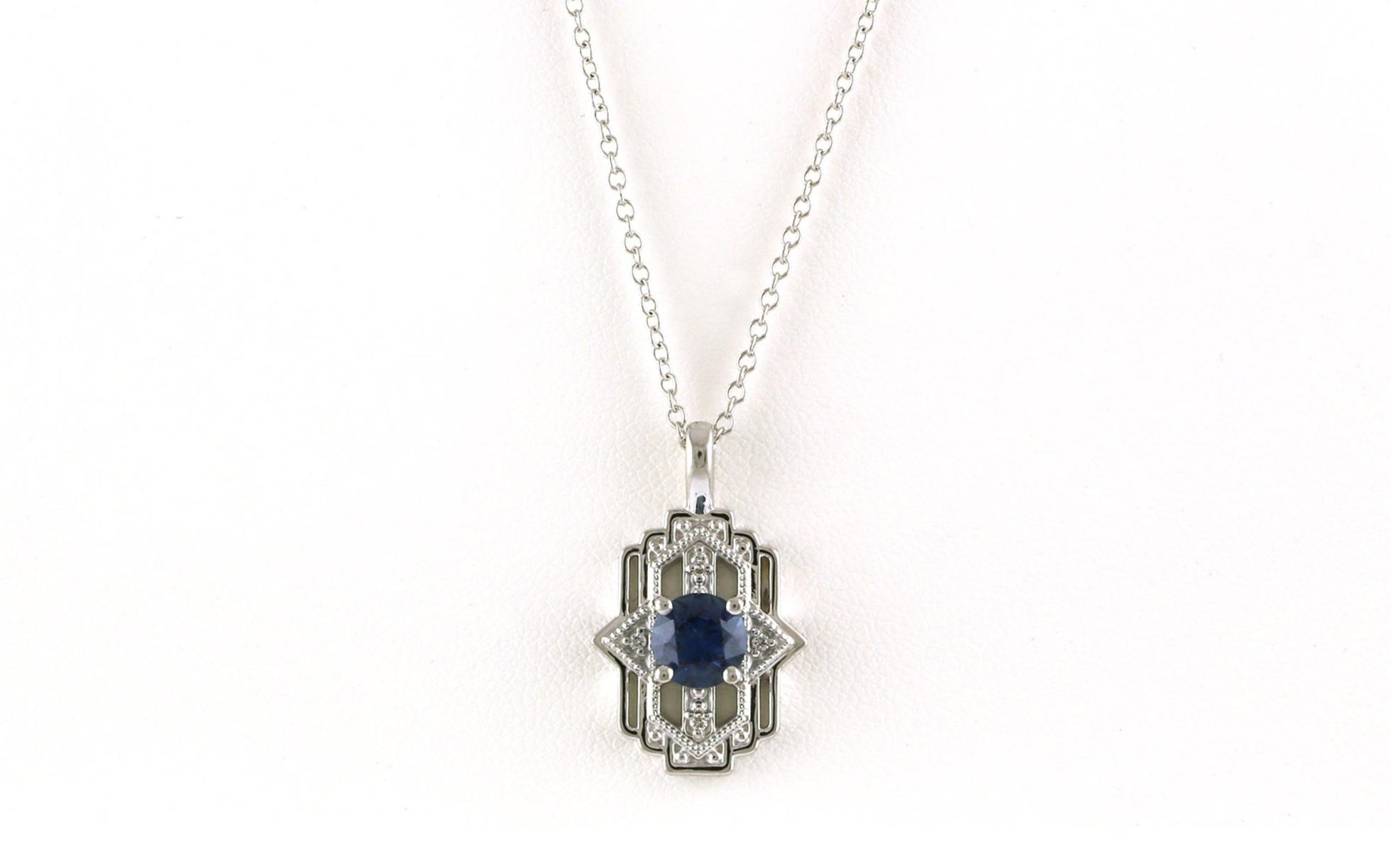 Art-Deco-style Montana Sapphire and Diamond Necklace in White Gold (1.26cts TWT)