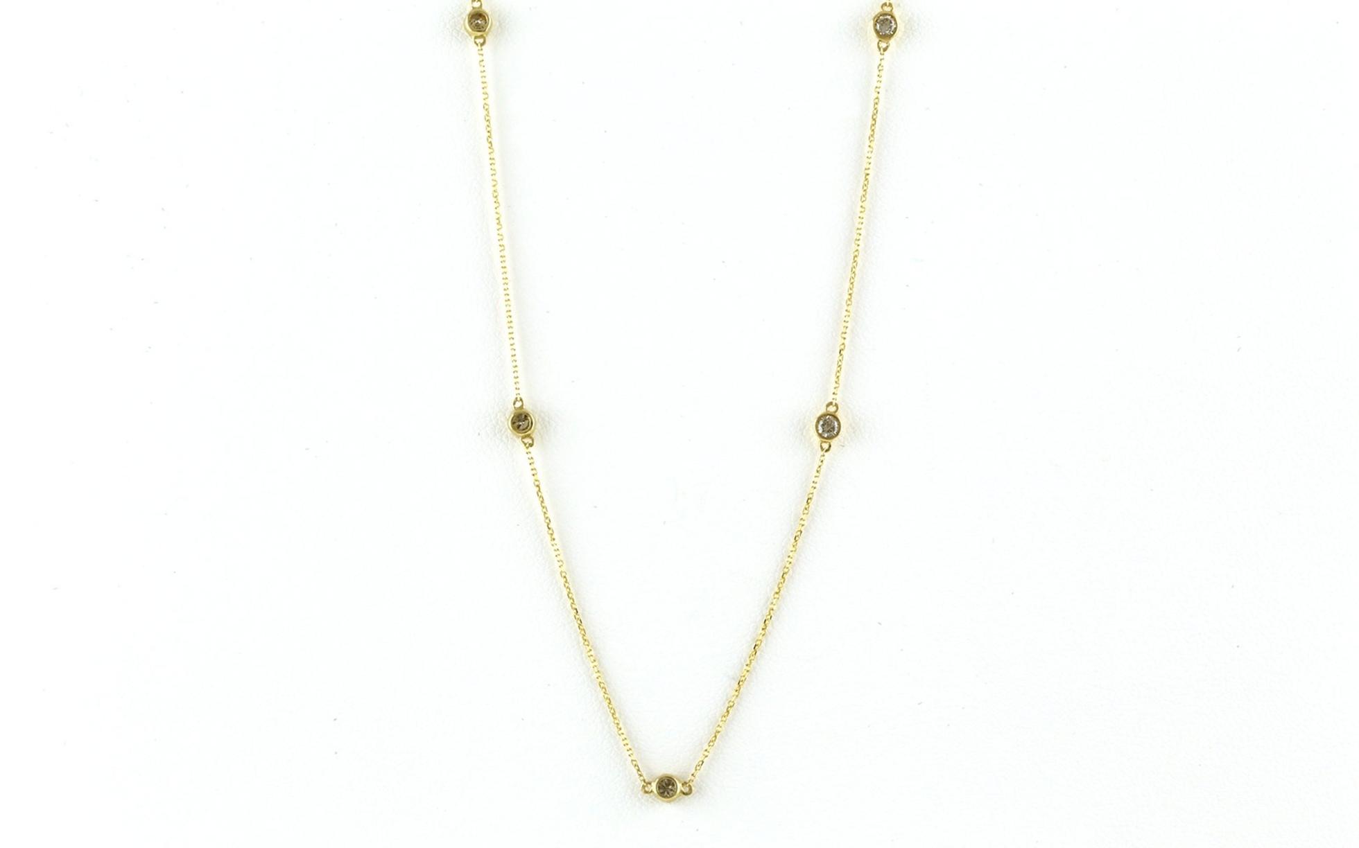 Delicate 10-Stone Bezel-set Diamond Station Necklace in Yellow Gold (0.50cts TWT)