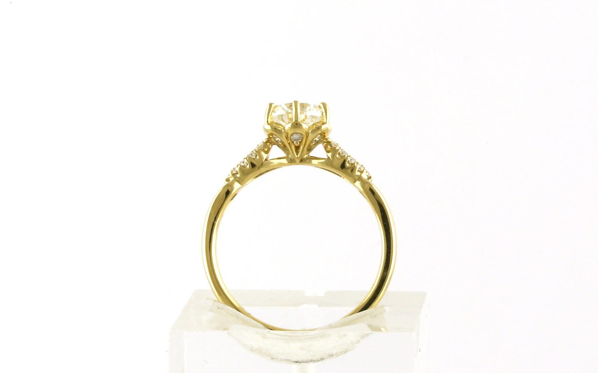 Woven Diamond Engagement Ring with Crown Prong Details in Yellow Gold (1.15cts TWT) side