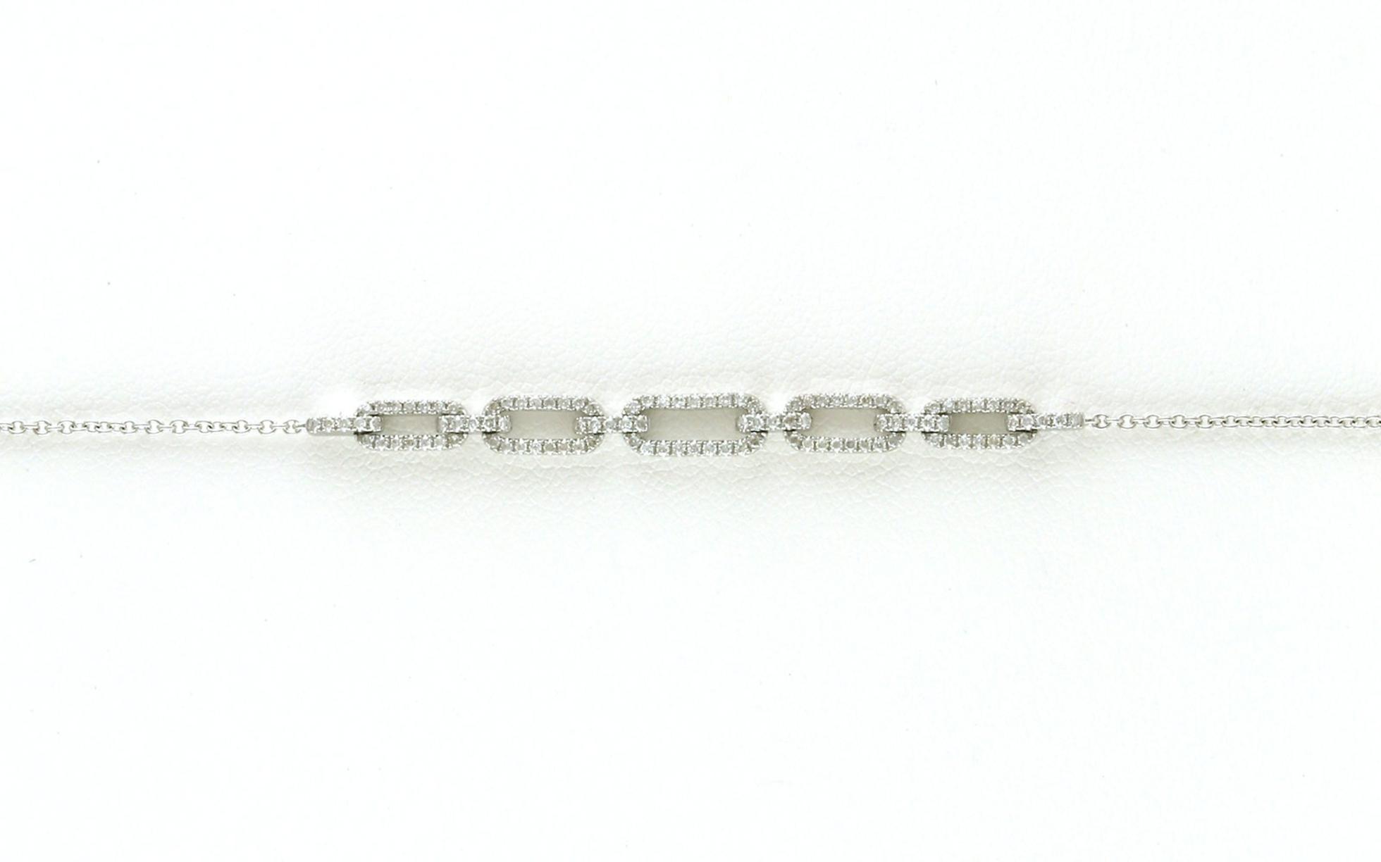 Pave Diamond Paperclip Chain Link Bracelet in White Gold (0.37cts TWT)