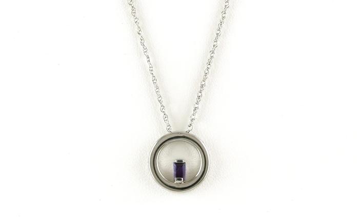 content/products/Solitaire-style Circle Baguette-cut Huckleberry Sapphire Necklace in White Gold (0.21cts)