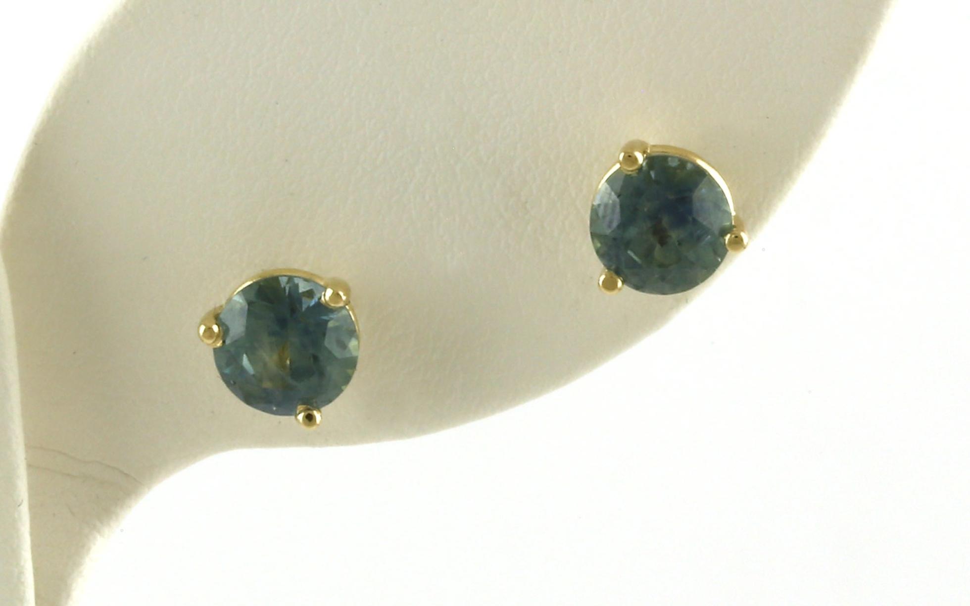 Montana Sapphire Stud Earrings in 3-Prong Martini Settings in Yellow Gold (2.73cts TWT)