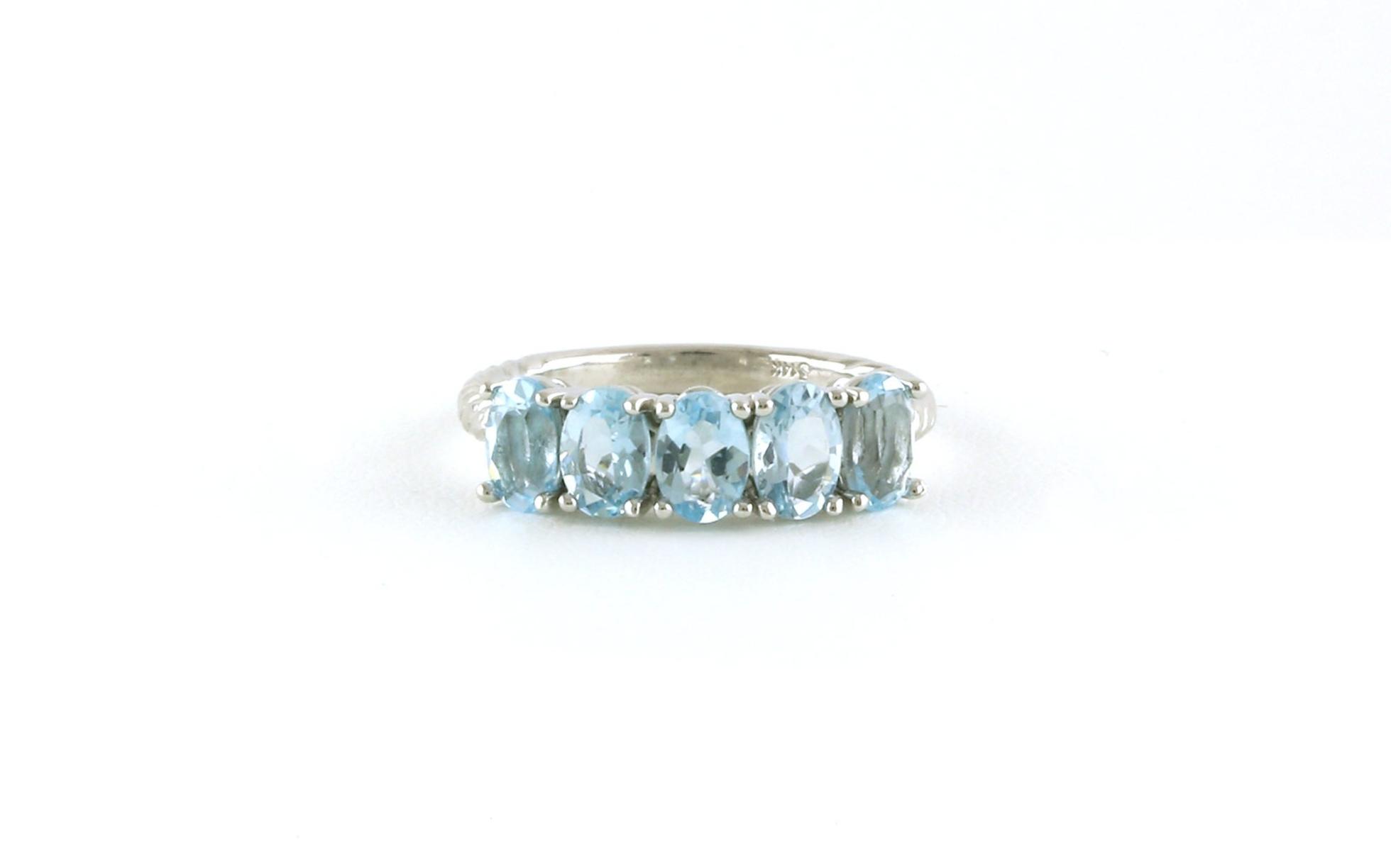 5-Stone Oval-cut Aquamarine Ring in White Gold (2.70cts TWT)