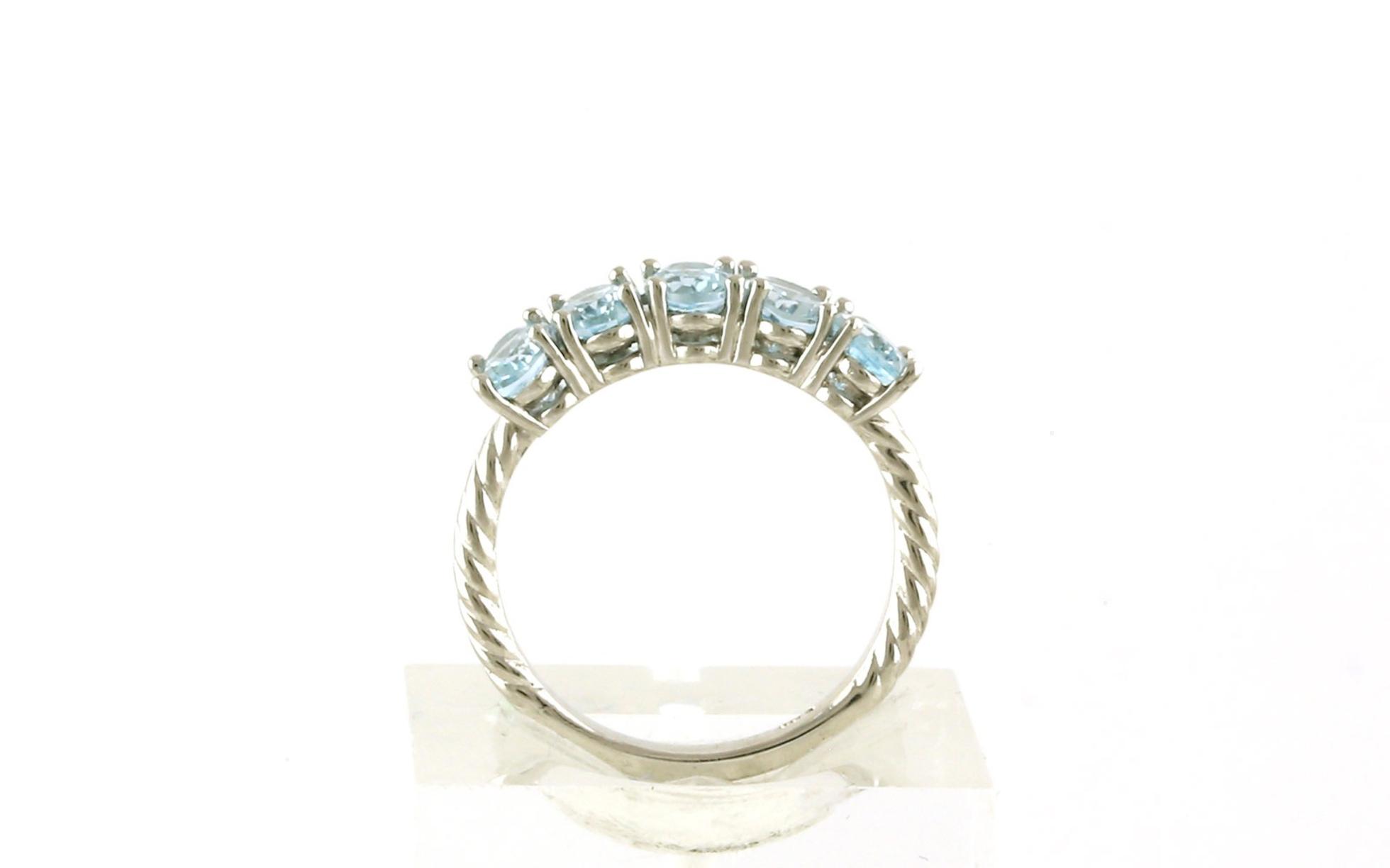 5-Stone Oval-cut Aquamarine Ring in White Gold (2.70cts TWT) side