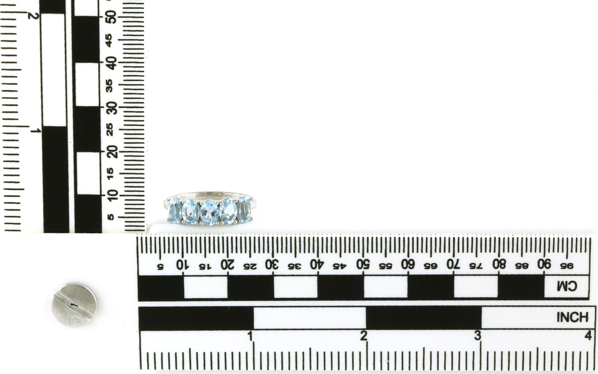 5-Stone Oval-cut Aquamarine Ring in White Gold (2.70cts TWT) scale