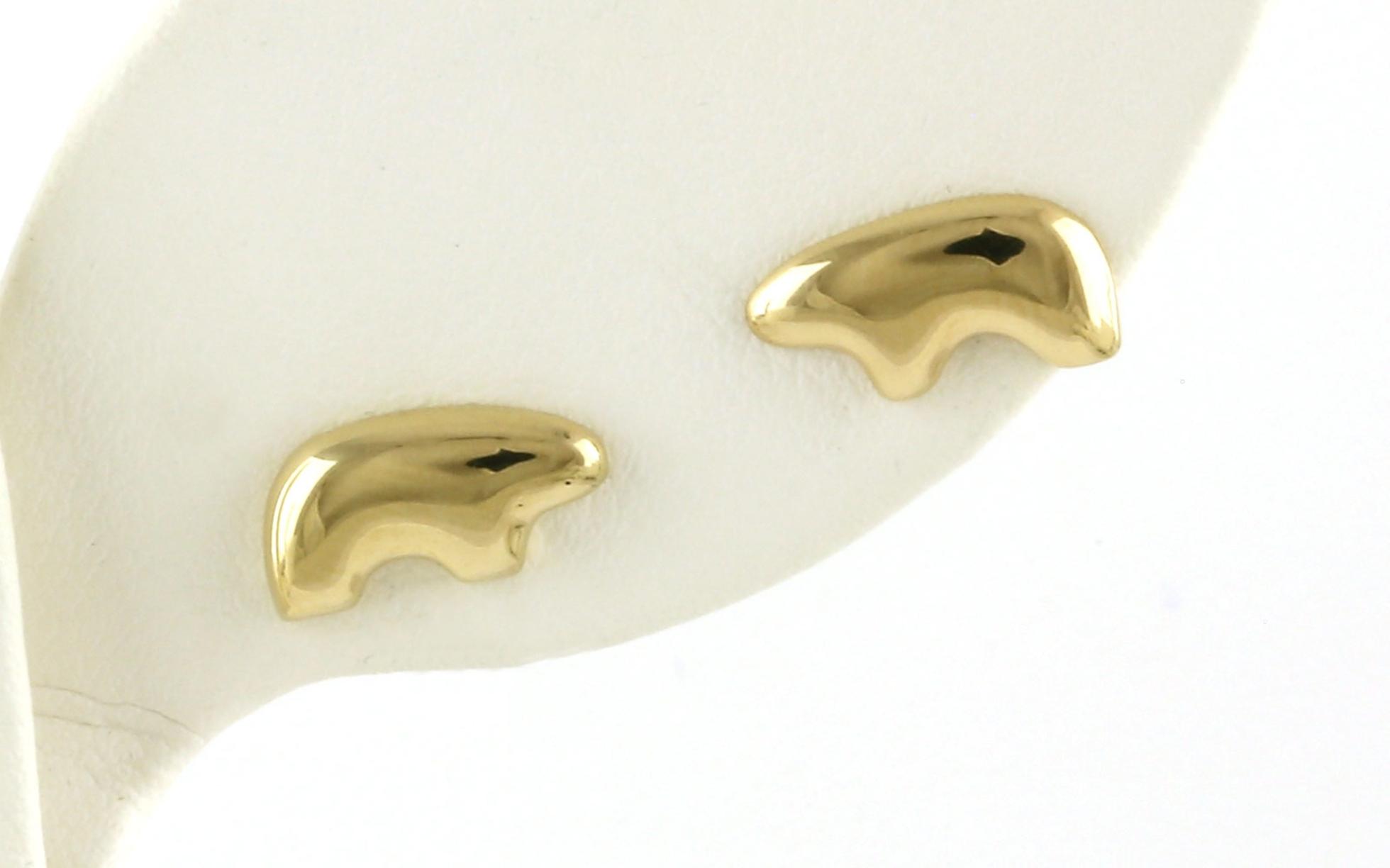 Estate Piece: Abstract Bear Stud Earrings in Yellow Gold