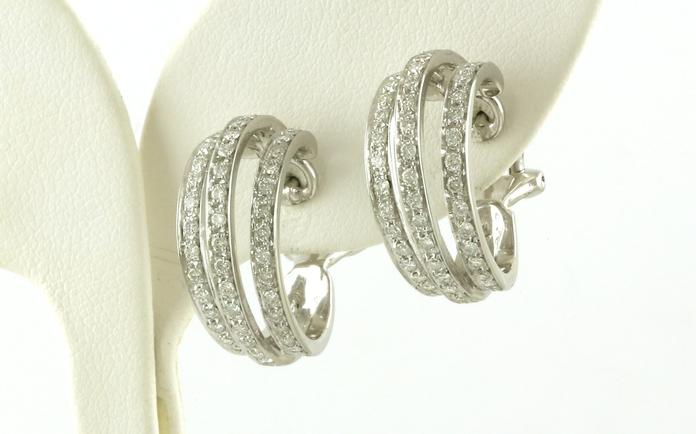 content/products/Estate Piece: 3-Row Diamond Hoop Earrings with Omega Clips in White Gold (1.32cts TWT)