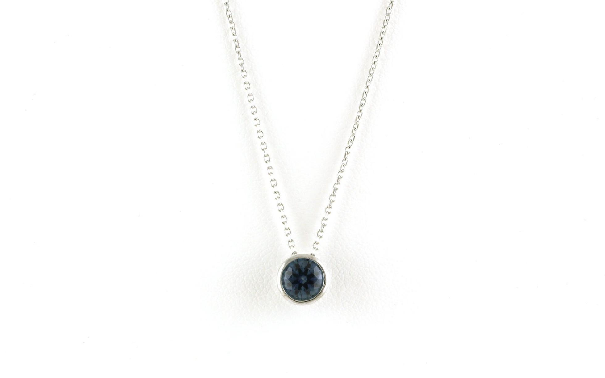 Solitaire-style Bezel-set Montana Sapphire Necklace in White Gold (0.92cts)