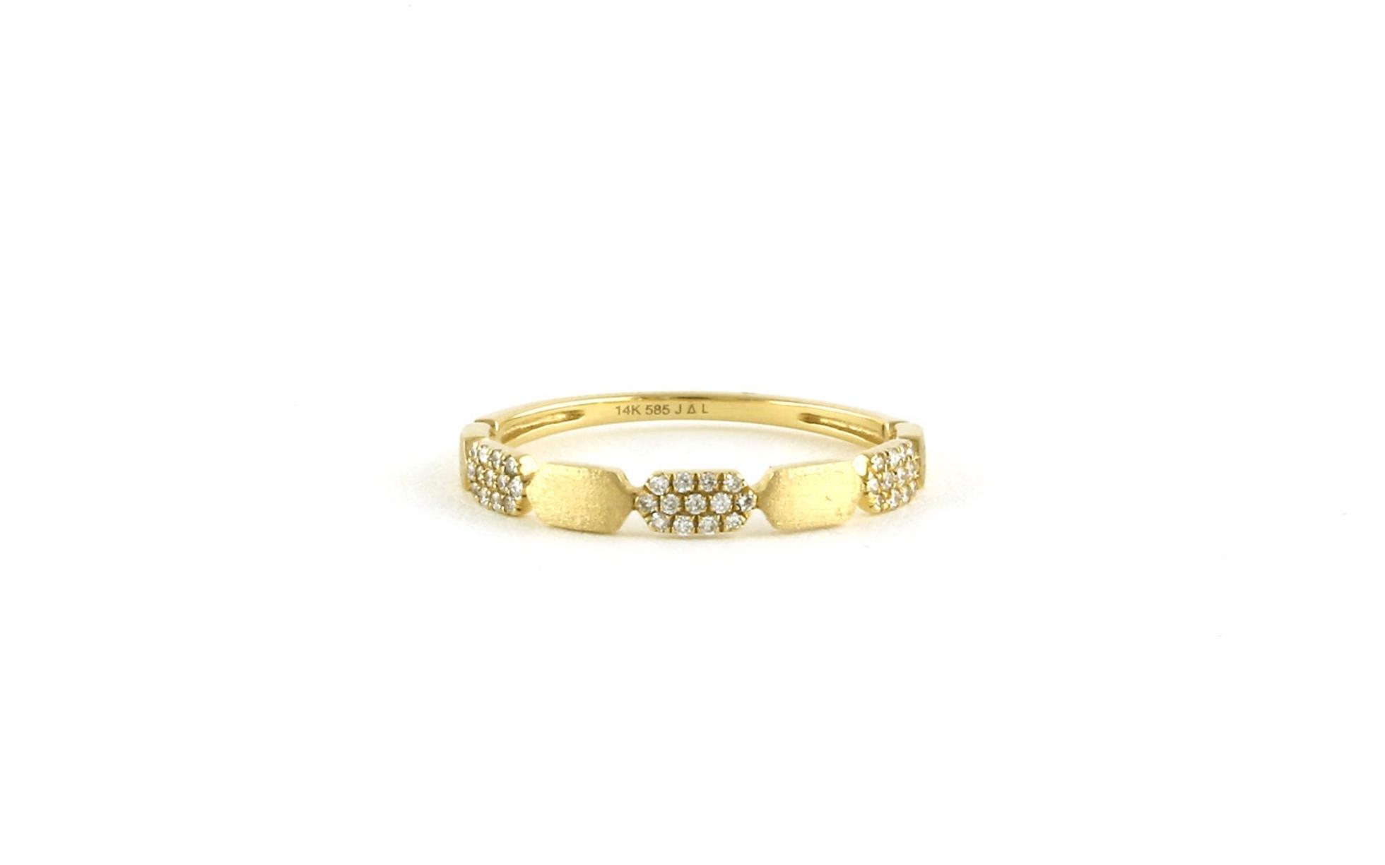 Alternating Pave Diamond Rectangular Band with Satin Finish in Yellow Gold (0.12cts TWT)