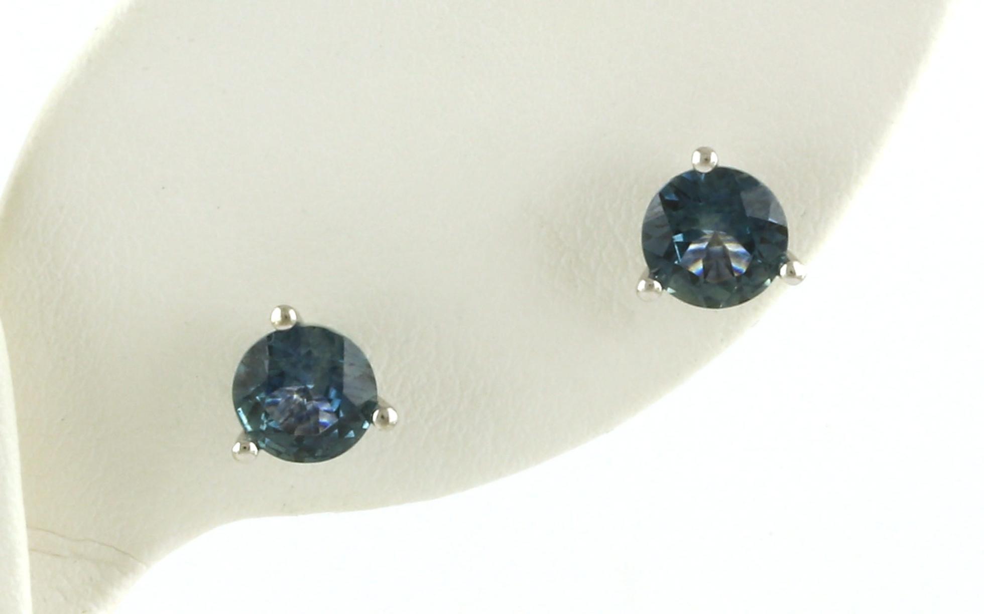 Montana Sapphire Stud Earrings in 3-Prong Martini Settings in White Gold (2.16cts TWT)