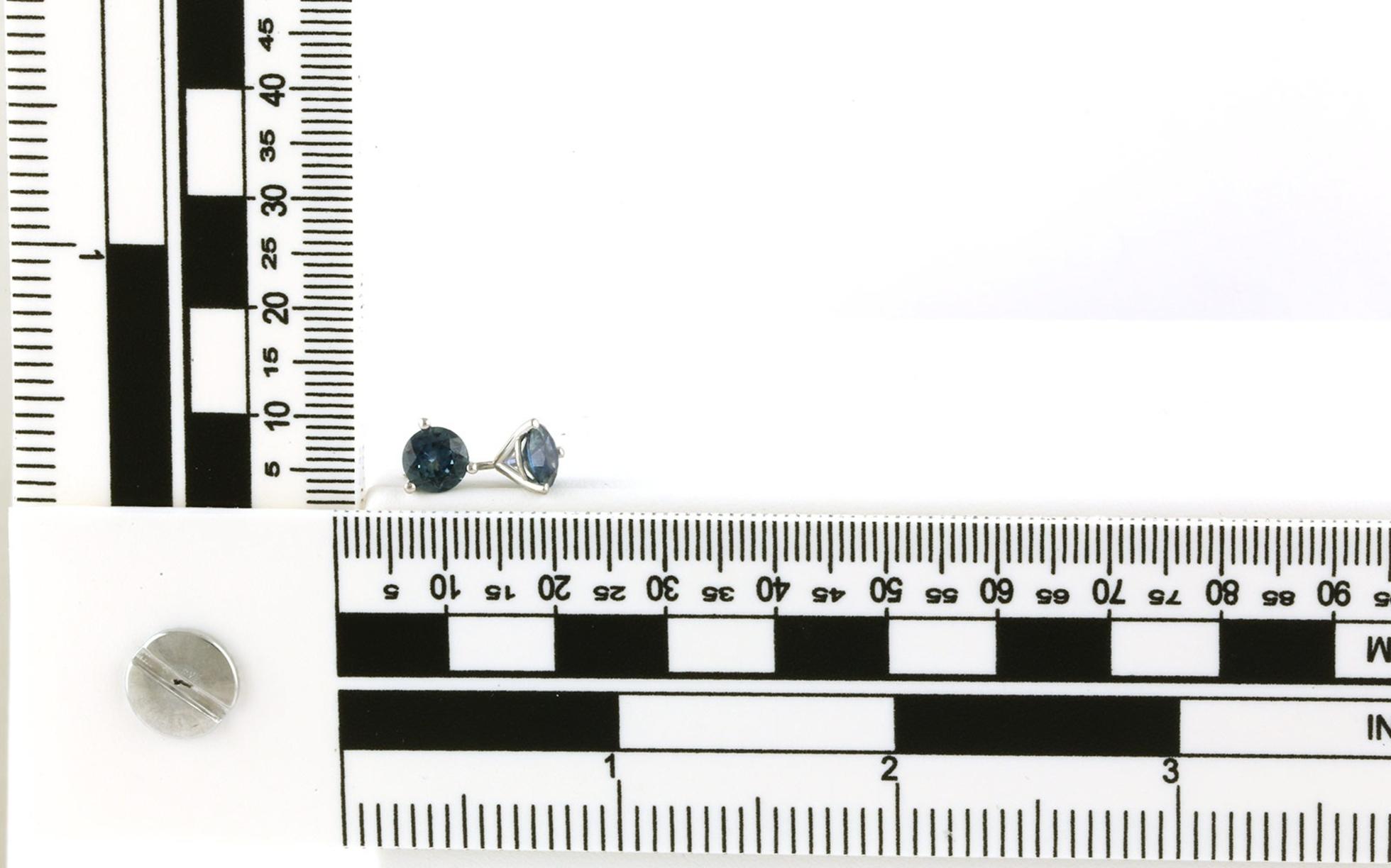 Montana Sapphire Stud Earrings in 3-Prong Martini Settings in White Gold (2.16cts TWT) scale