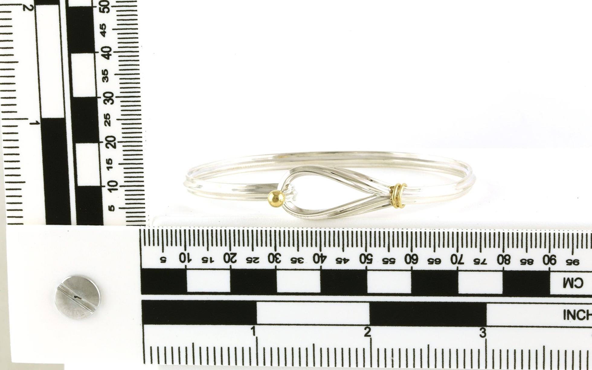 Estate Piece: Tiffany and Co. Hook and Eye Bracelet in Two-tone Yellow Gold and Sterling Silver scale