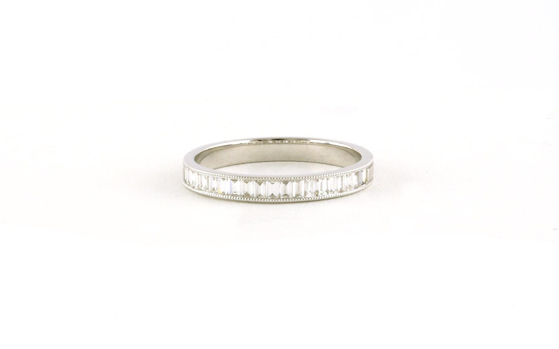 20-Stone Channel-set Baguette-cut Diamond Wedding Band with Milgrain Details in White Gold (0.36cts TWT)