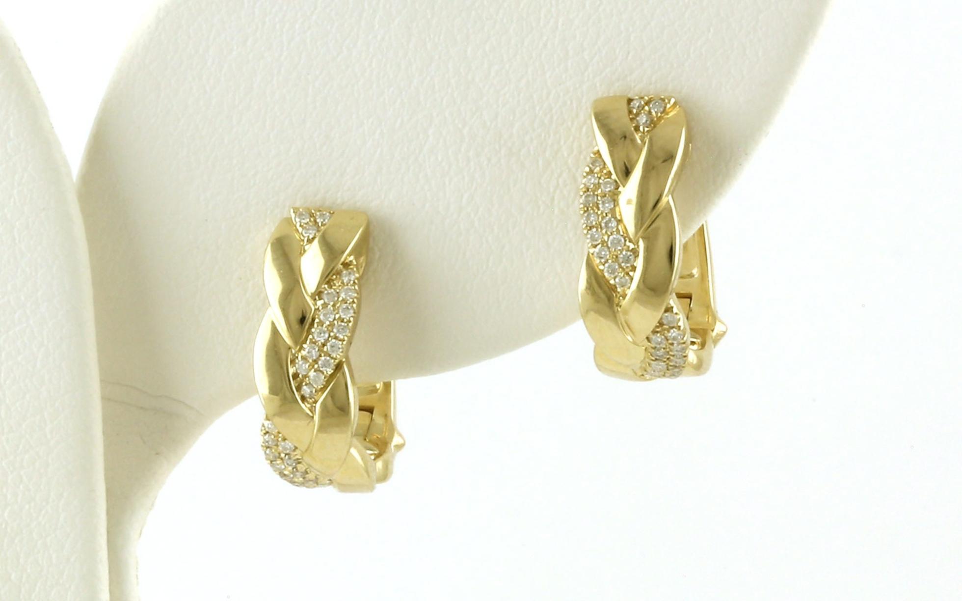 Braided Pave Diamond Hoop Earrings in Yellow Gold (0.15cts TWT)
