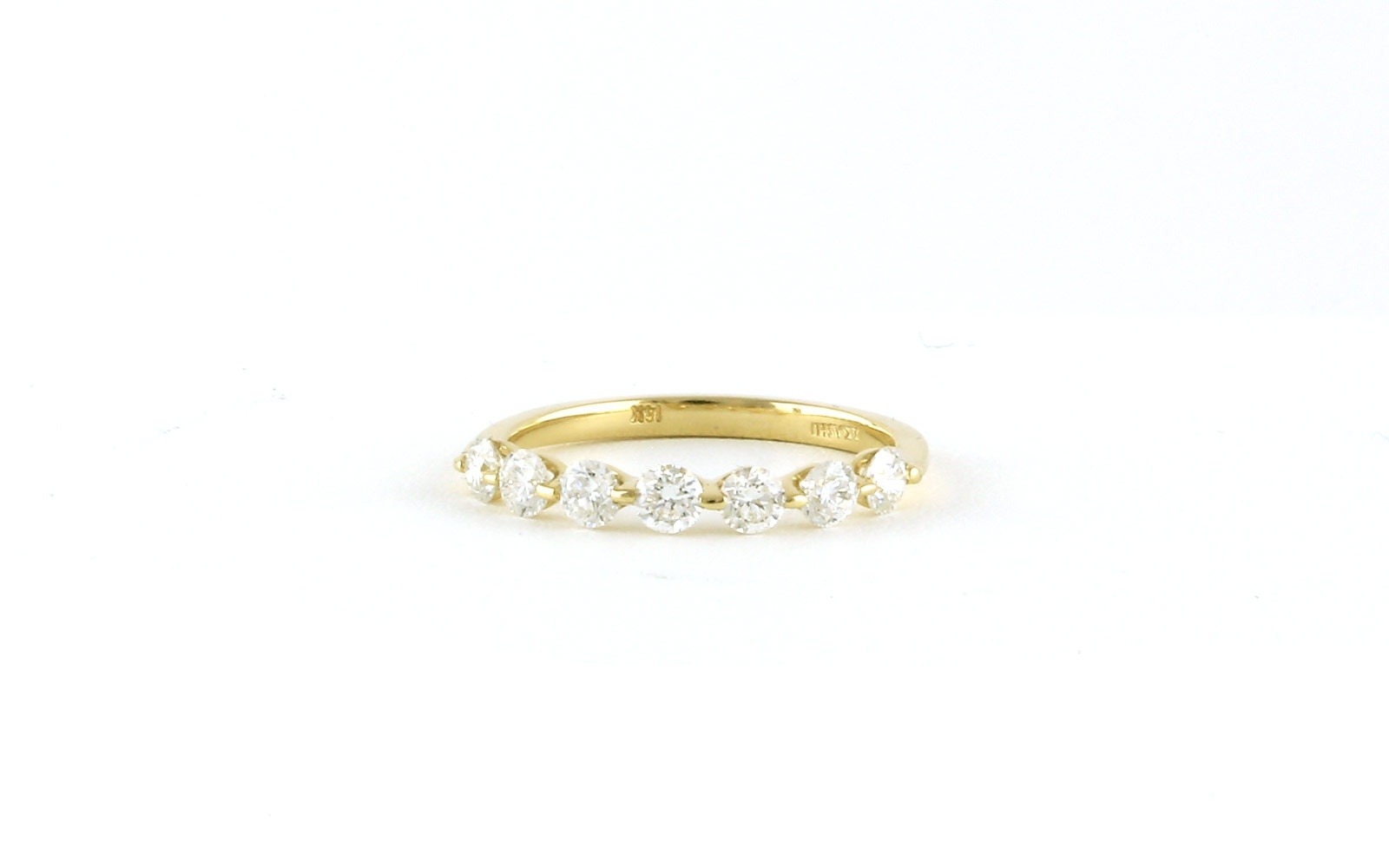 7-Stone Shared Single Prong Diamond Wedding Band in Yellow Gold (0.79cts TWT)