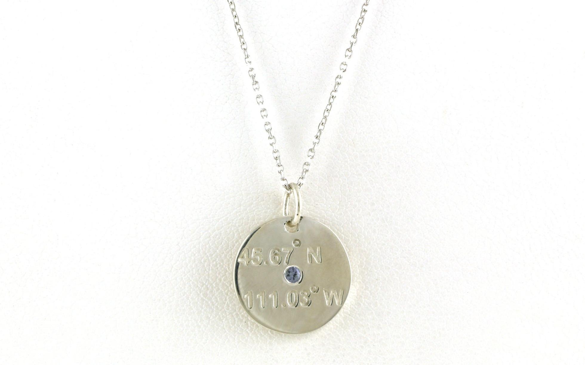 Bozeman Latitude-Longitude Montana Yogo Sapphire Necklace in Sterling Silver (0.03cts TWT)