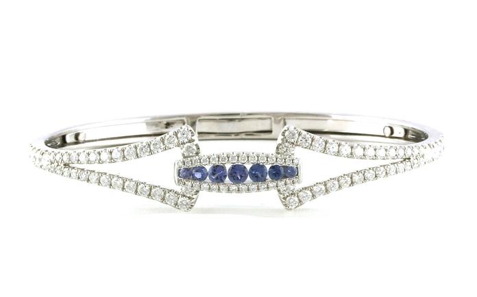 content/products/Graduated Channel-set Montana Yogo Sapphire and Diamond Bangle Bracelet in White Gold (2.37cts TWT)