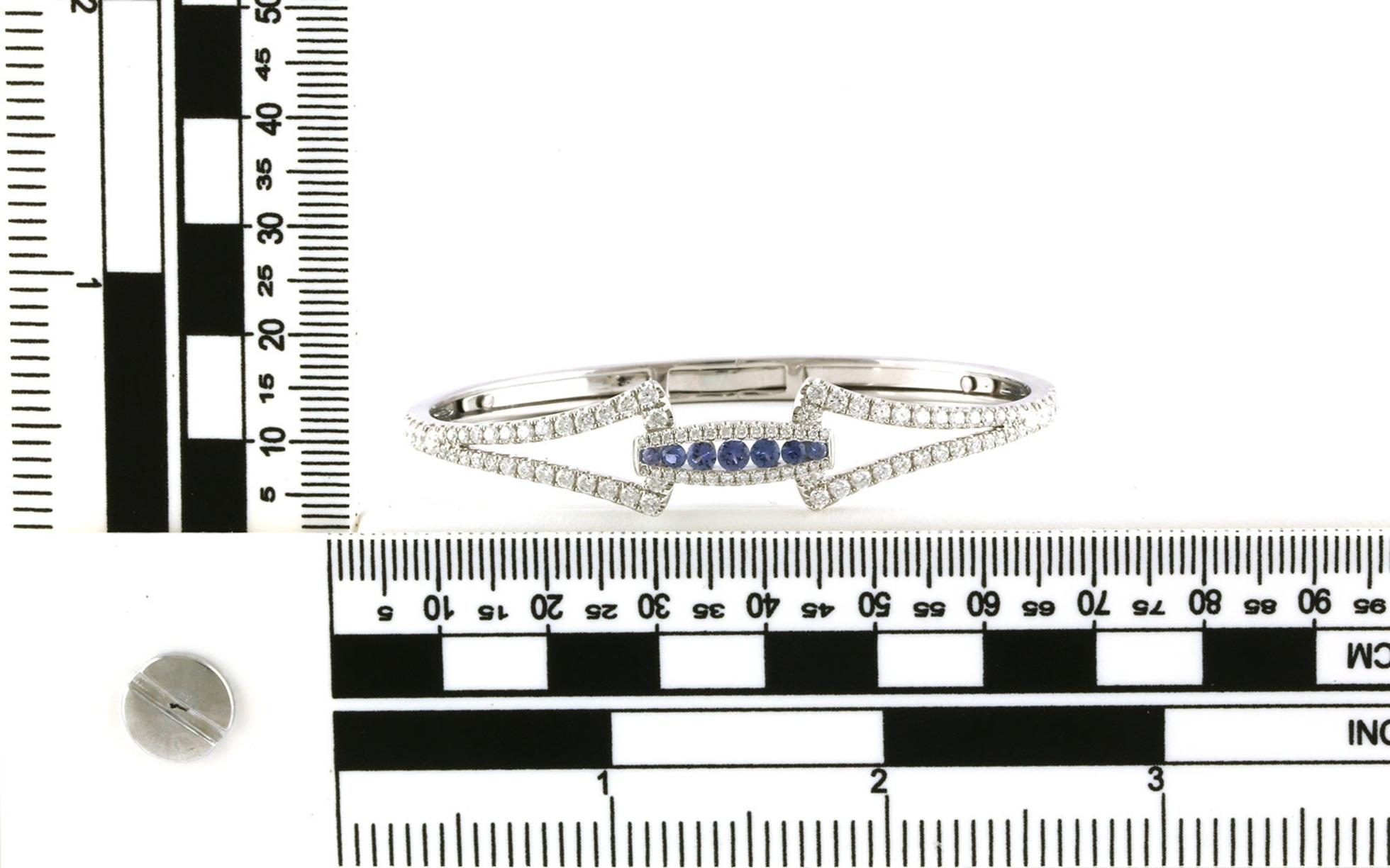 Graduated Channel-set Montana Yogo Sapphire and Diamond Bangle Bracelet in White Gold (2.37cts TWT) scale