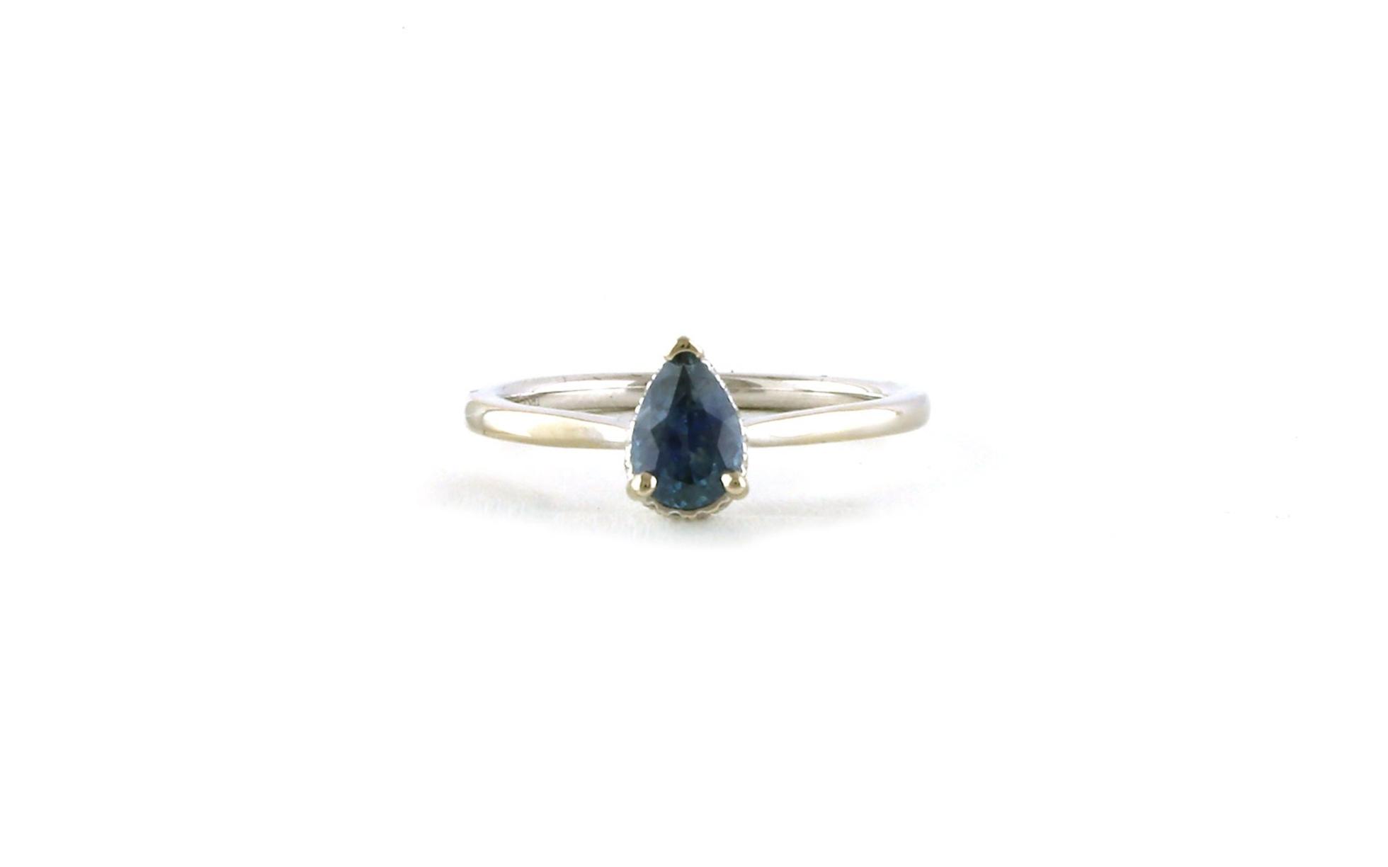 Hidden Halo Pear-cut Montana Sapphire Ring in White Gold (0.81cts TWT)