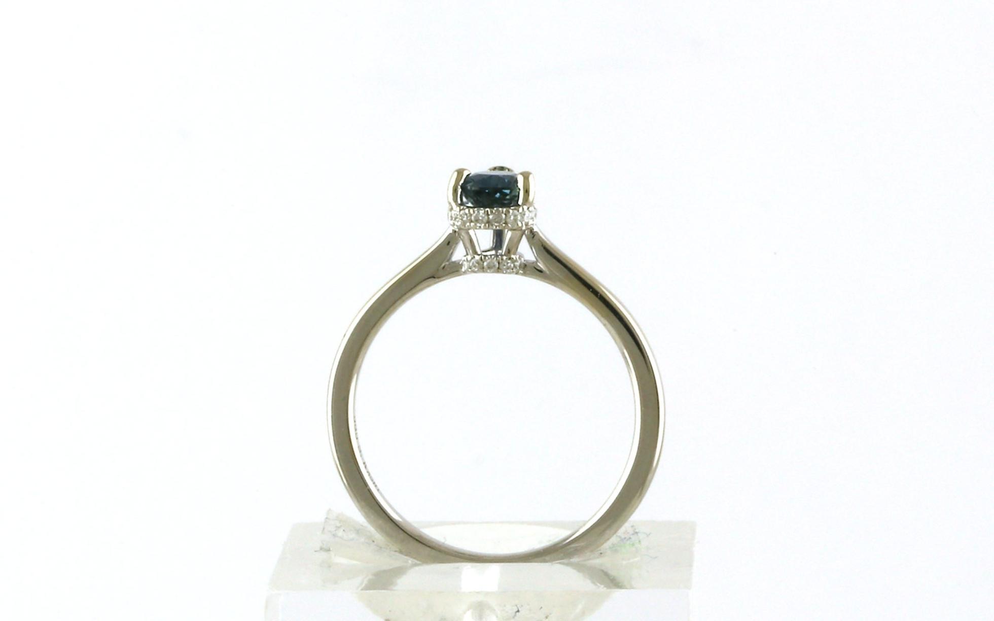 Hidden Halo Pear-cut Montana Sapphire Ring in White Gold (0.81cts TWT) side