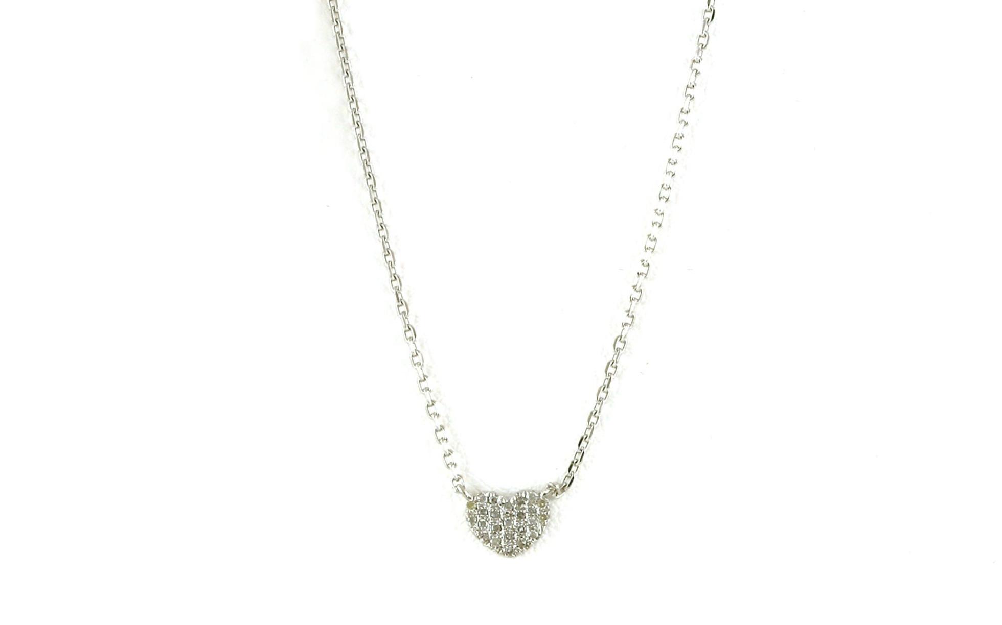 Pave Heart Diamond Necklace on Split Chain in Sterling Silver (0.07cts TWT)