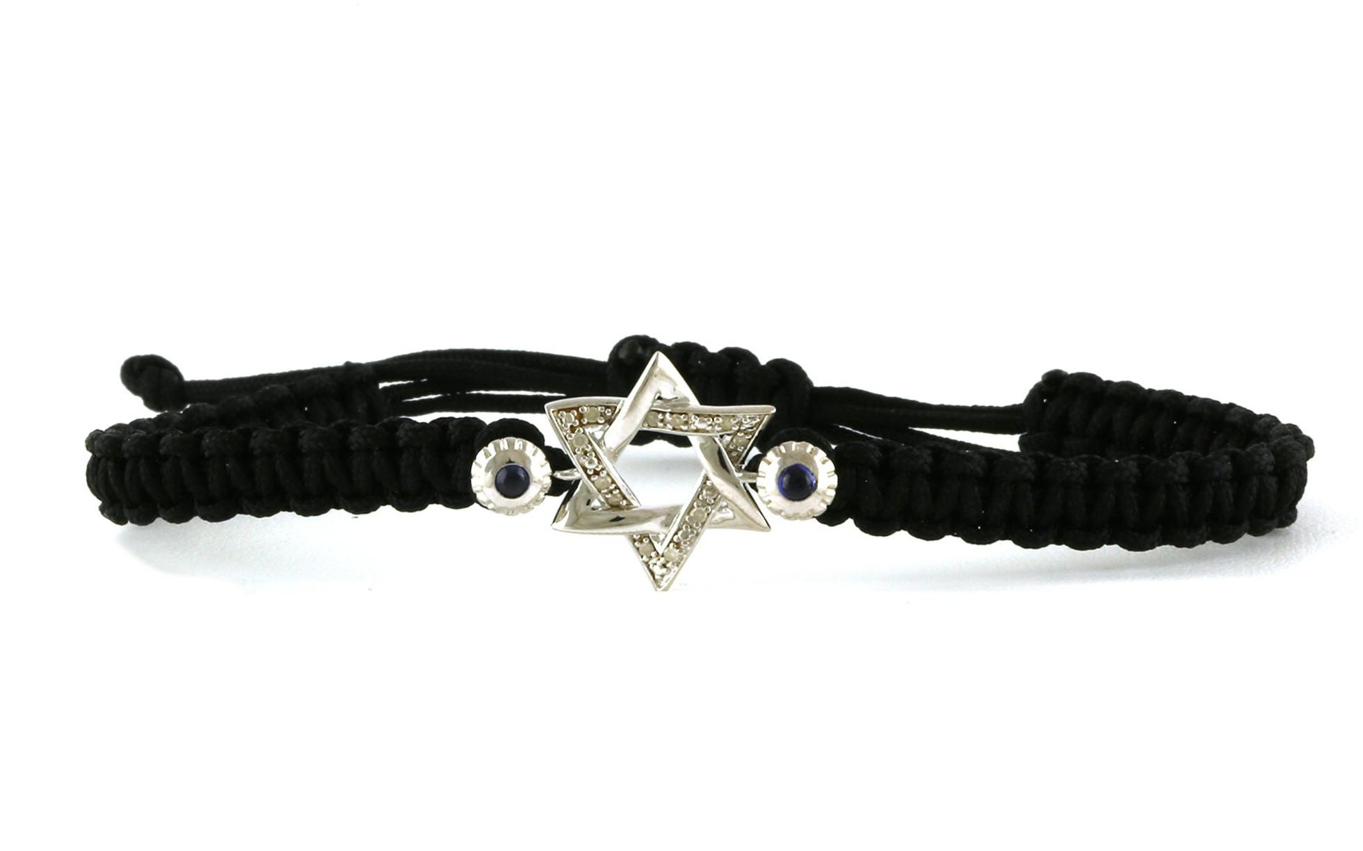 Star of David Diamond Bracelet in Sterling Silver on Expandable Silk Cord (0.05cts TWT)