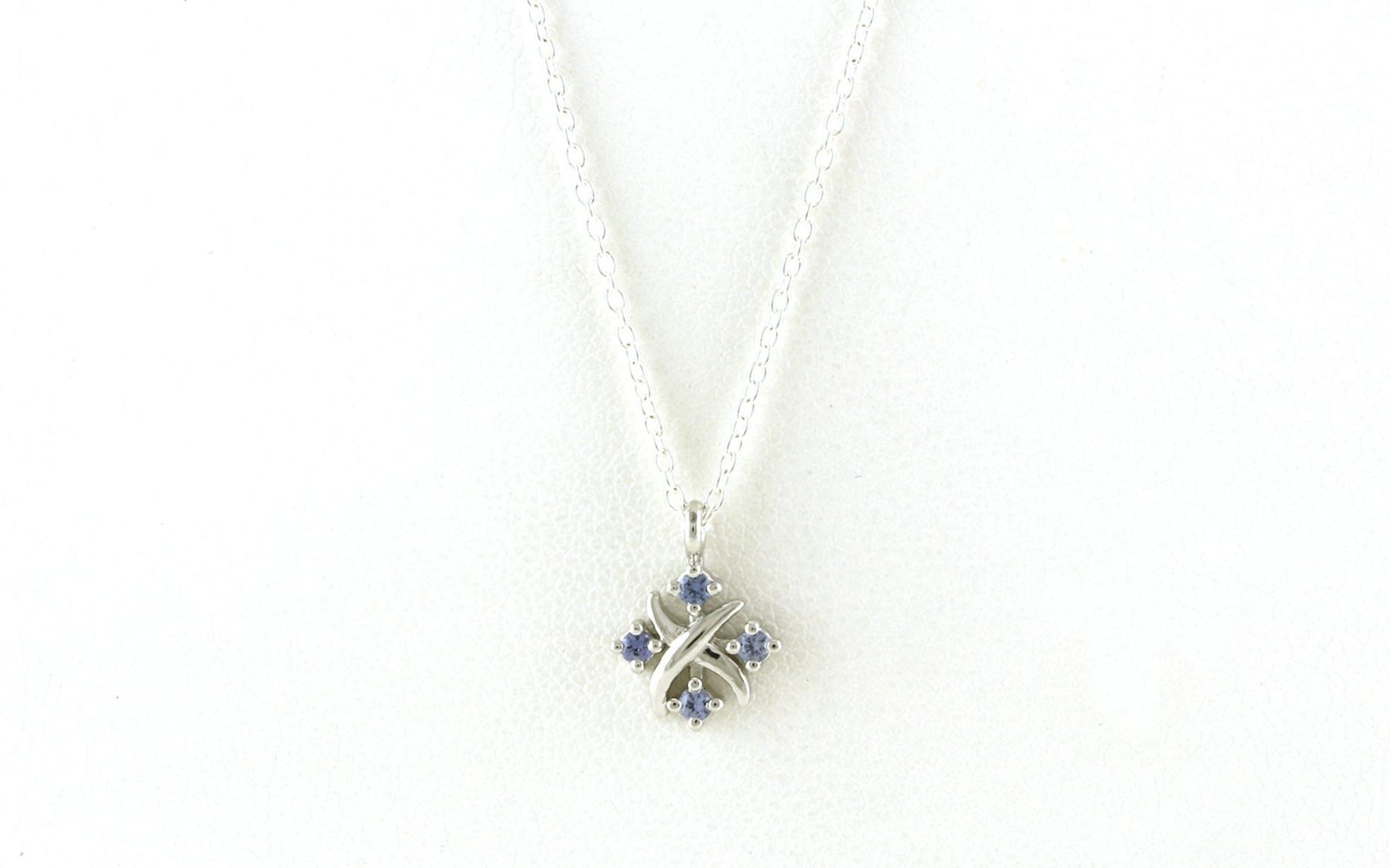 4-Stone X-Design Montana Yogo Sapphire Necklace in Sterling Silver (0.12cts TWT)
