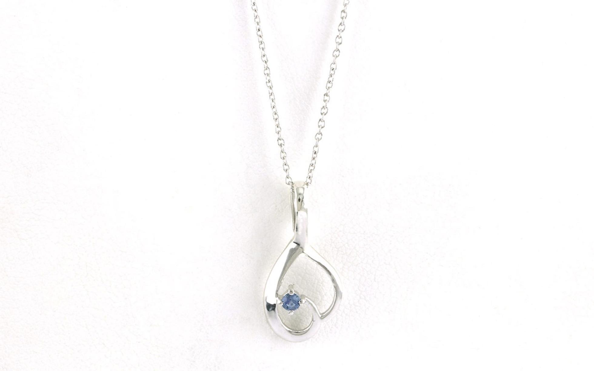 Swirl Teardrop Montana Yogo Sapphire Necklace in Sterling Silver (0.06cts TWT)