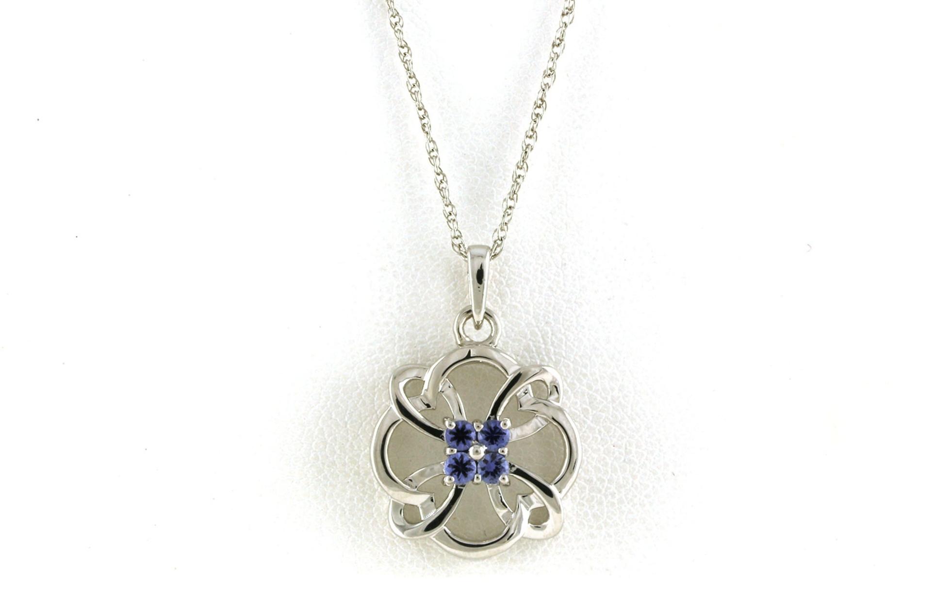 4-Stone Cluster Celtic Knot Montana Yogo Sapphire Necklace in Sterling Silver (0.24cts TWT)