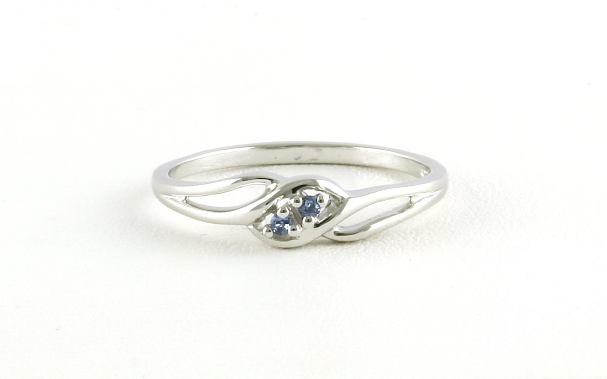 2-Stone Twist Montana Yogo Sapphire Ring in Sterling Silver (0.04cts TWT)