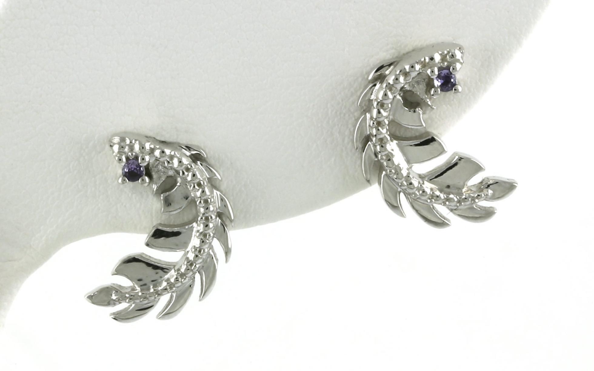 Feather Montana Yogo Sapphire Stud Earrings in Sterling Silver (0.03cts TWT)