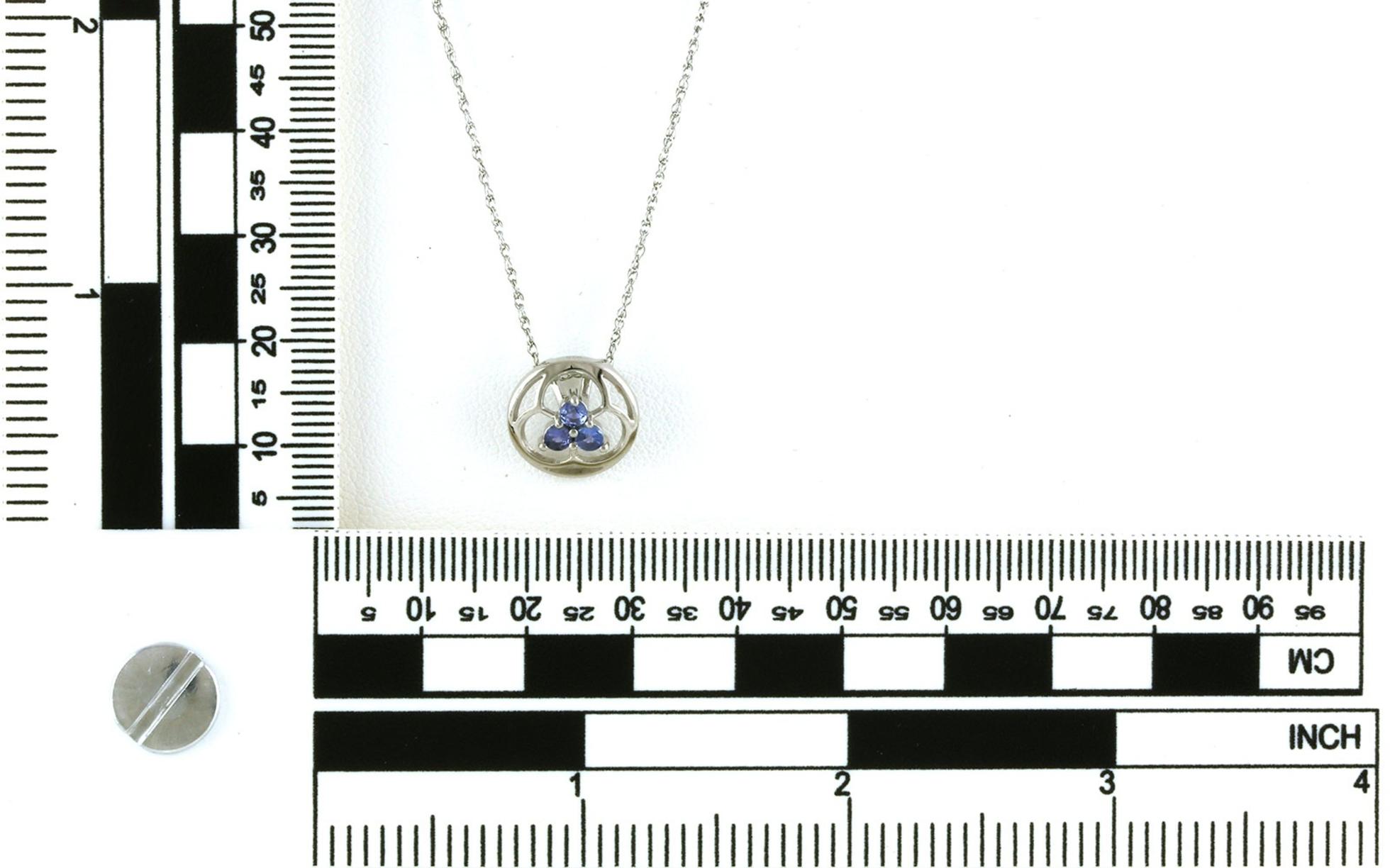 3-Stone Cluster Circle Clover Montana Yogo Sapphire Necklace in Sterling Silver (0.25cts TWT) scale
