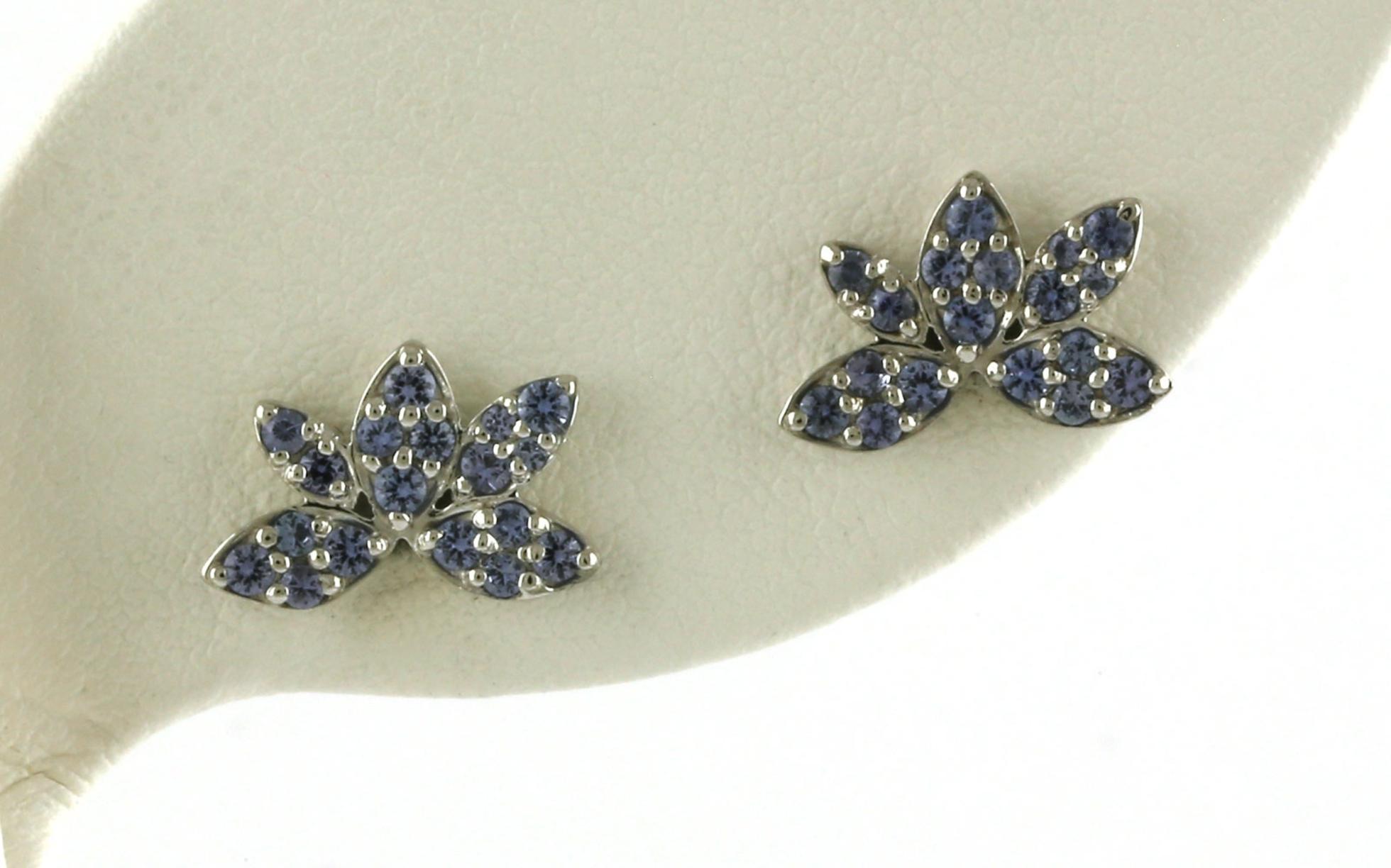 Leaves Cluster Montana Yogo Sapphire Earrings in Sterling Silver (0.50cts TWT)