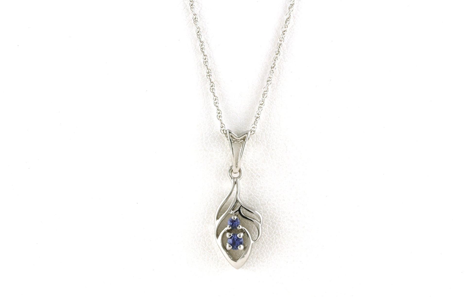 2-Stone Leaf Montana Yogo Sapphire Necklace in Sterling Silver (0.11cts TWT)